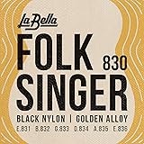 La Bella 830 Folksinger Medium Classical Guitar String 29-44 Pack-1 Folksinger-Black Nylon