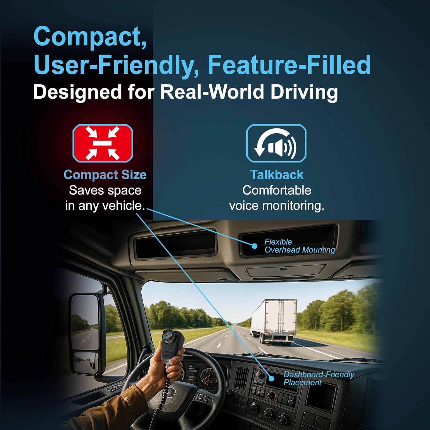 Texas Ranger TRE-2619 CB Mobile Radio 40 Channel AM TwoWay Radio Compact Trucker Design SRA-198NC Dynamic Noise Cancelling Mic Built-in SWR Bridge Talkback Hi/Lo Switch Variable Dimmer NB/ANL Filters