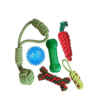 Pet Needs Dog Toys,6 Pack Puppy Chew Toys Gift Sets,Interactive Cute and Chew Squeaky Toys,Tough Rope Chew Toys, Durable and Washable, for Small/Medium Dogs. (Combo A)