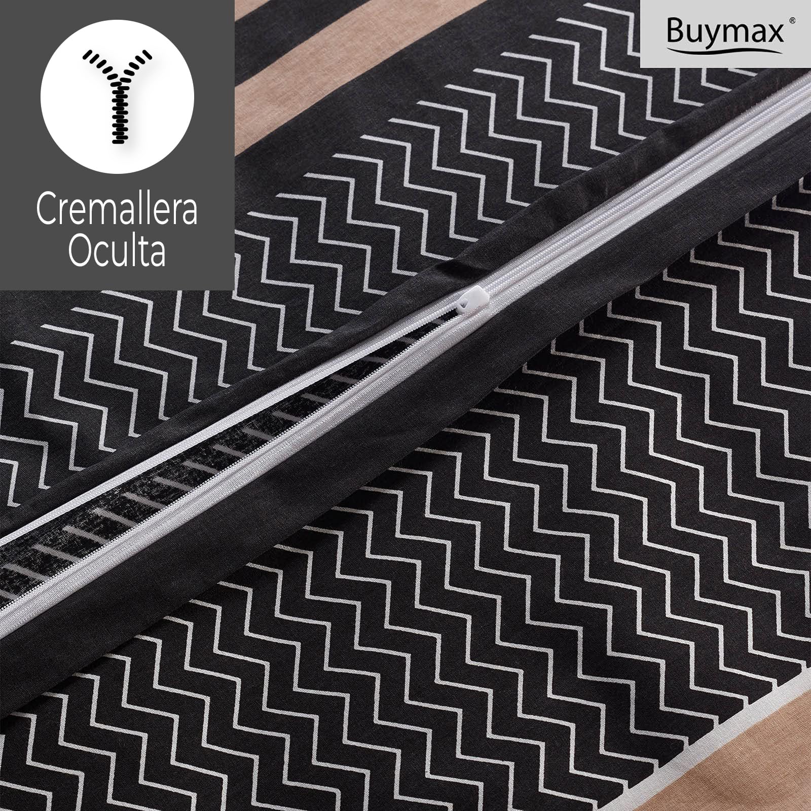 Buymax® Ropa de cama de 200 x 220 cm, 100% algodón, 3 piezas, juego de ropa de cama de 200 x 220 cm con 2 fundas de almohada de 80 x 80 cm, certificado Öko-Tex Renforcé, juego de funda nórdica con
