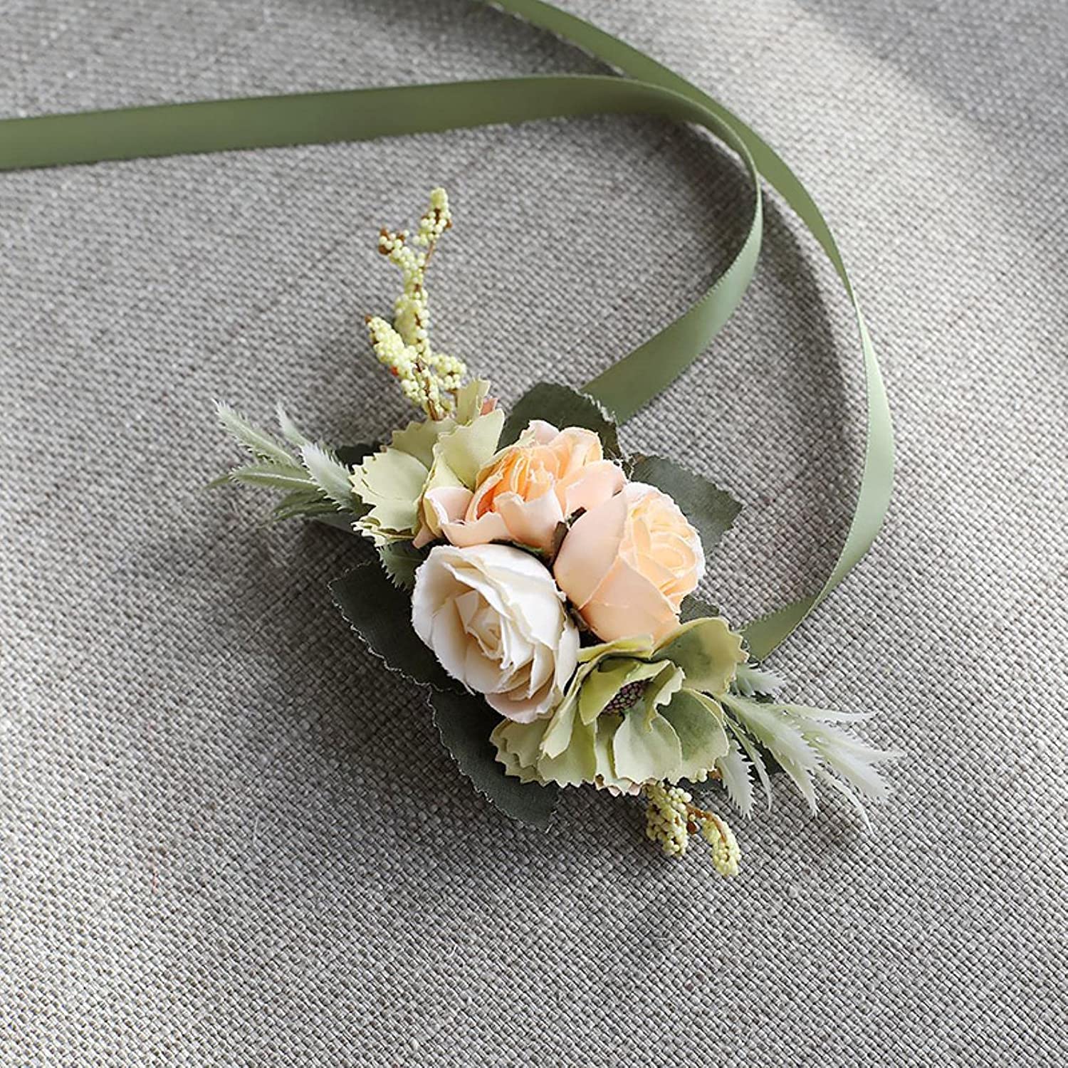 Handgelenkskorsagen für Hochzeiten， Hochzeit Boutonniere Künstliche Seide Rosen Corsage Brautjungfer Armband Blumen Braut Hochzeit Handgelenk Blume(C Corsage)