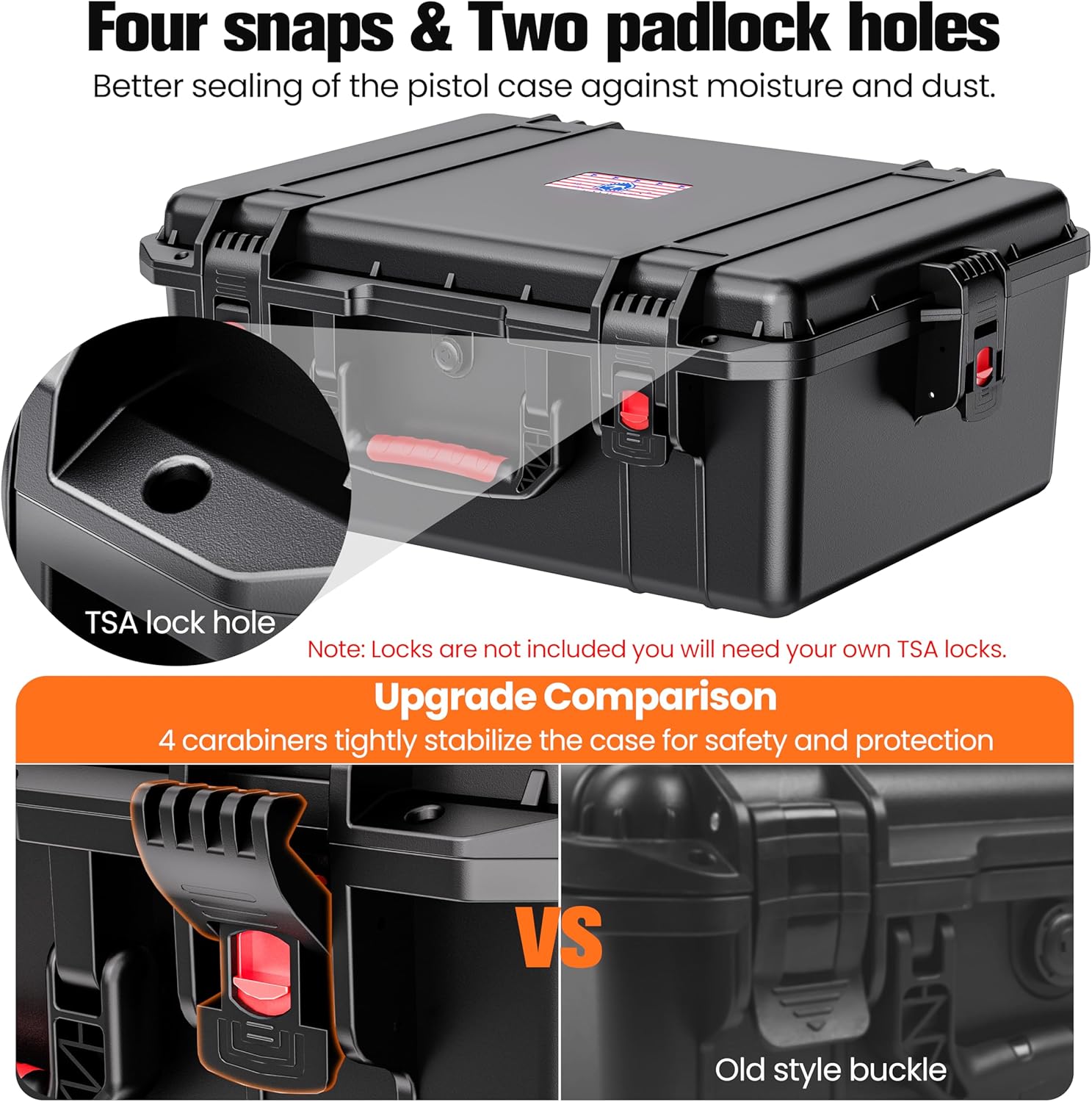 Gun Cases for Handguns, 5 Pistol Case & 21 Magazine Pre-Cut Multiple Pistols Shockproof Waterproof Hard Pistol Cases with Desiccant TSA Approved Firearm Travel Case - Image 5