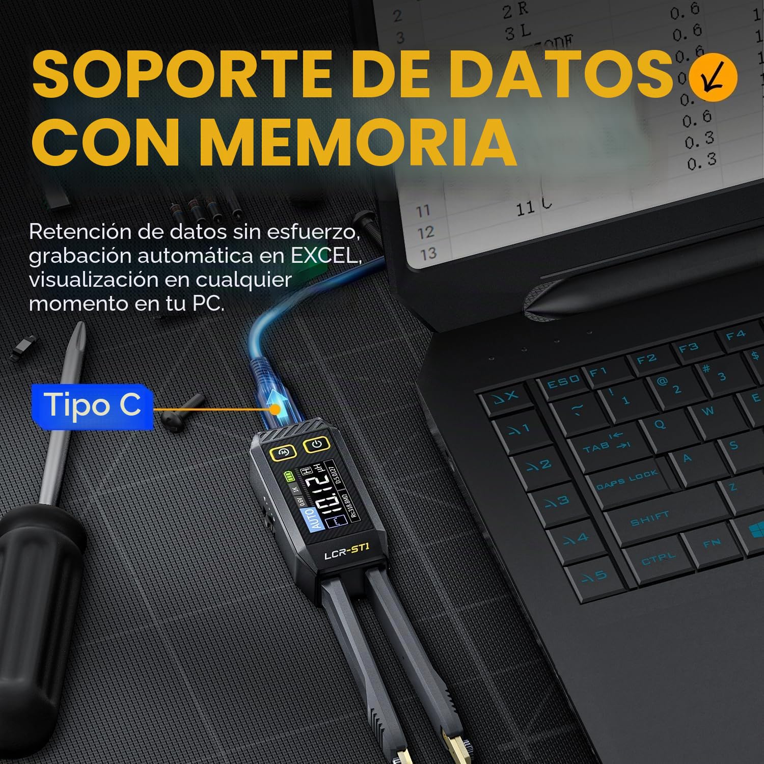 Pinzas de Medición LCR 10KHz,Mini Probador Inteligente SMD, Probador De Diodo De Continuidad De Inductancia De Capacidad, Reconocimiento Automático De Componentes,Componente Electrónico Analiza