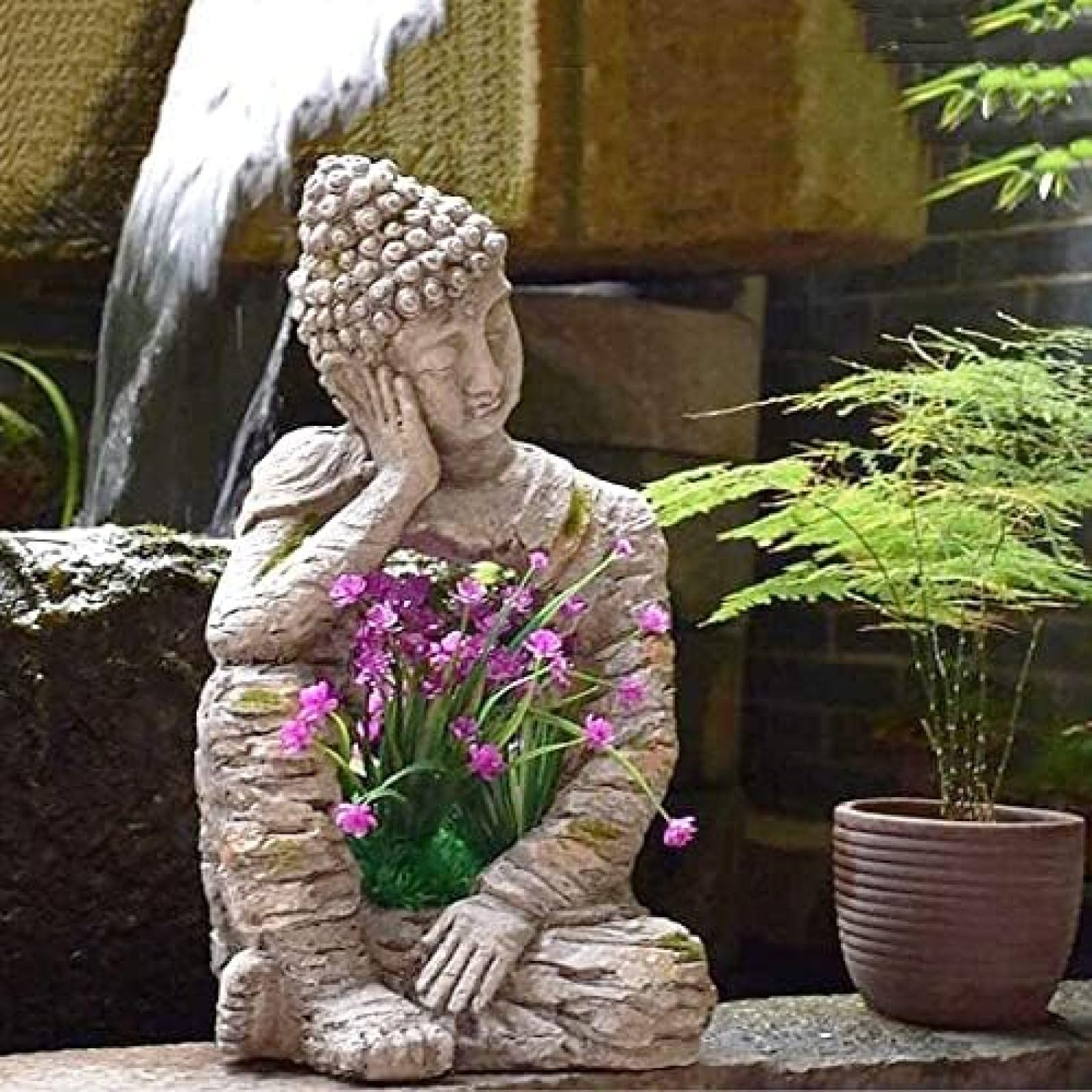 Amazon.co.jp: 仏像、大仏禅ポット樹脂植木鉢プランター石効果多肉植物