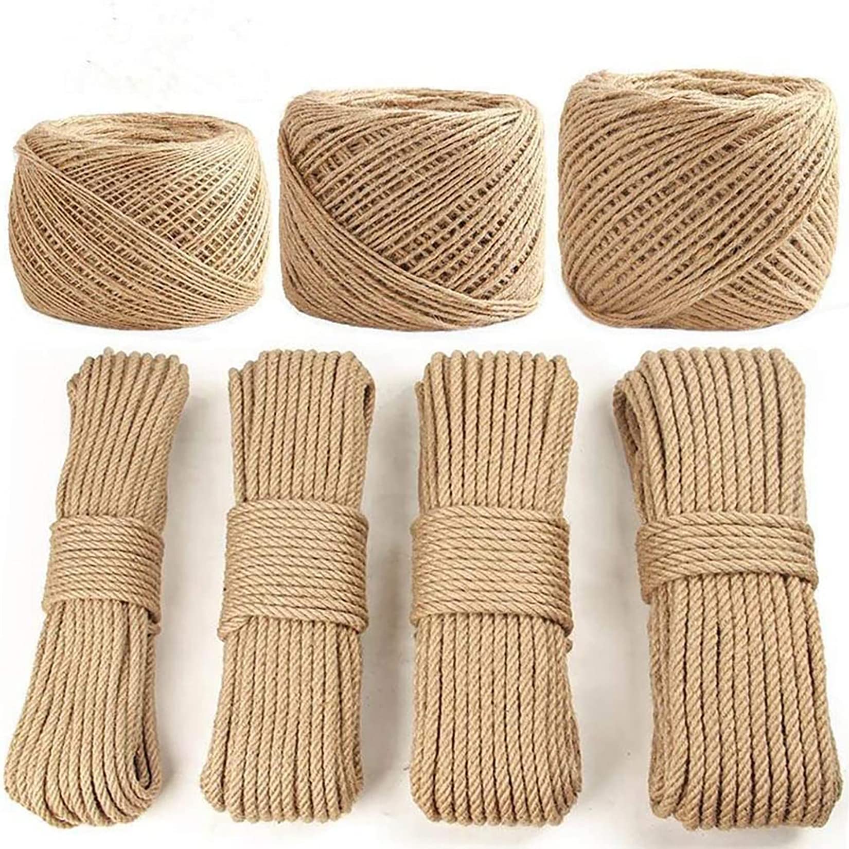 Corde De Jute Naturelle Torsadée De 10 M,Corde Synthétique Légère Corde De Chanvre Ficelle De Jute,Ficelle d'emballage pour L'artisanat De Bricolage