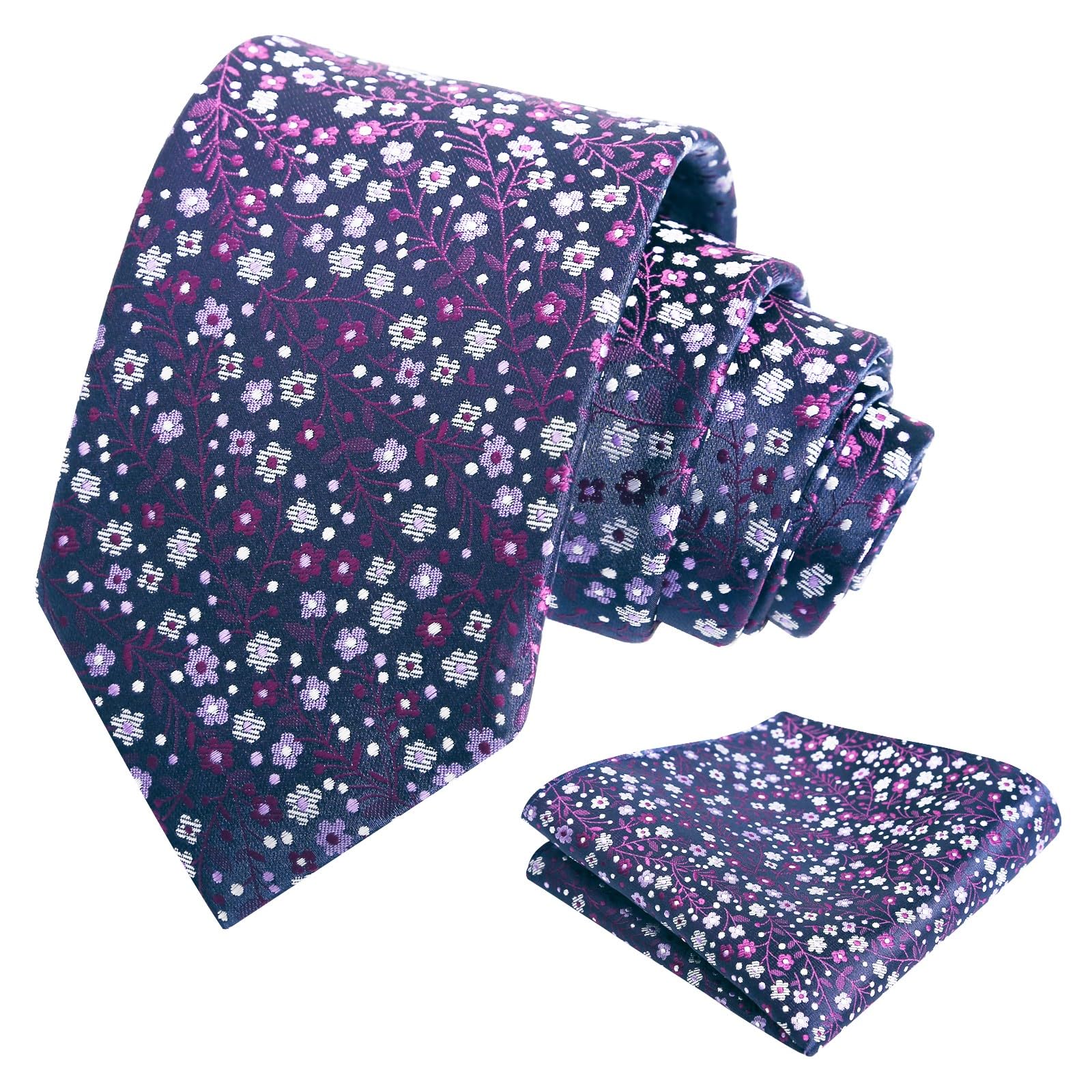 Alizeal Mens 3.15'' Floral Tie with Pocket Square