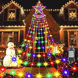 Christmas Lights Outdoor 360 LED, Waterfall Christmas String Lights, Waterproof 8 Modes Fairy Lights, Plug-in Led Lights f...