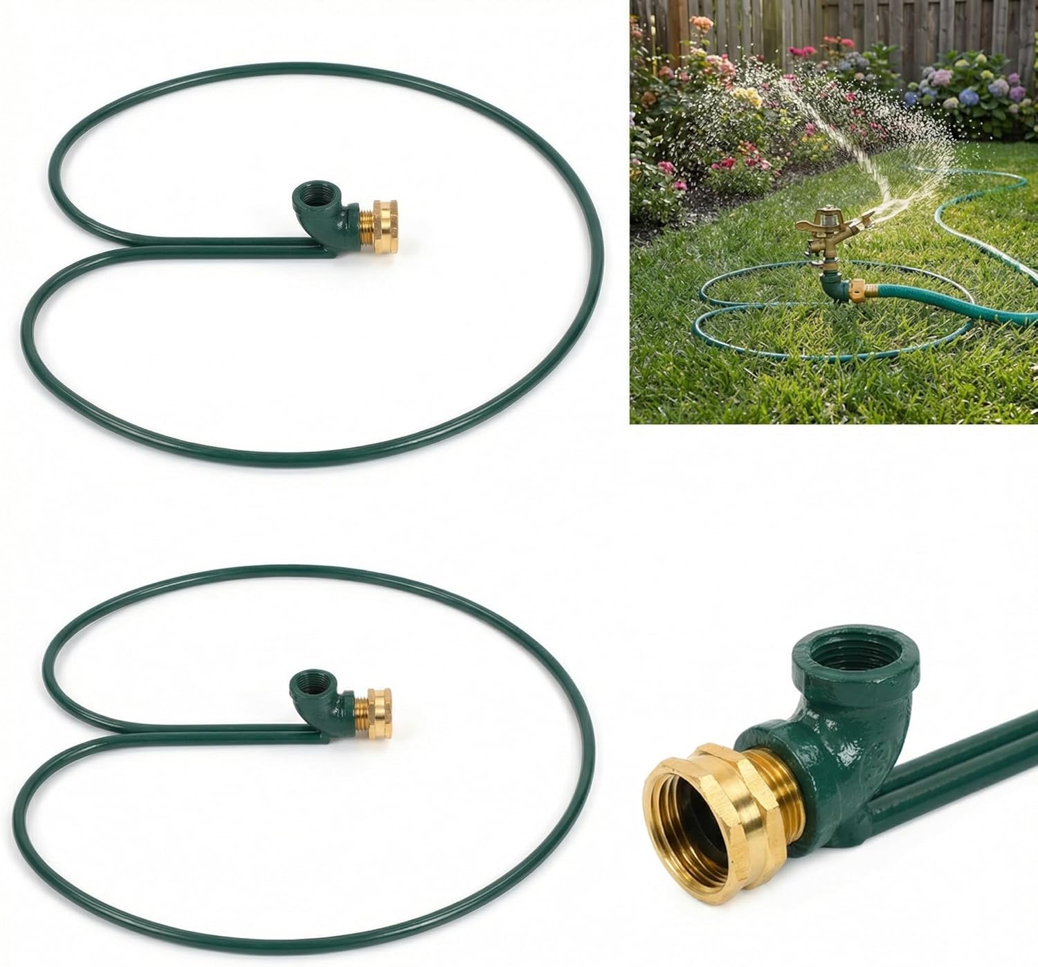 2 Pcs Ring Impact Sprinkler Base for Lawn Care 3/4" Head Heavy Duty Metal Lawn Circle Ring Sprinklers for Trees Shrubs Root Even Watering Outdoor Garden Yard Patio Irrigation System