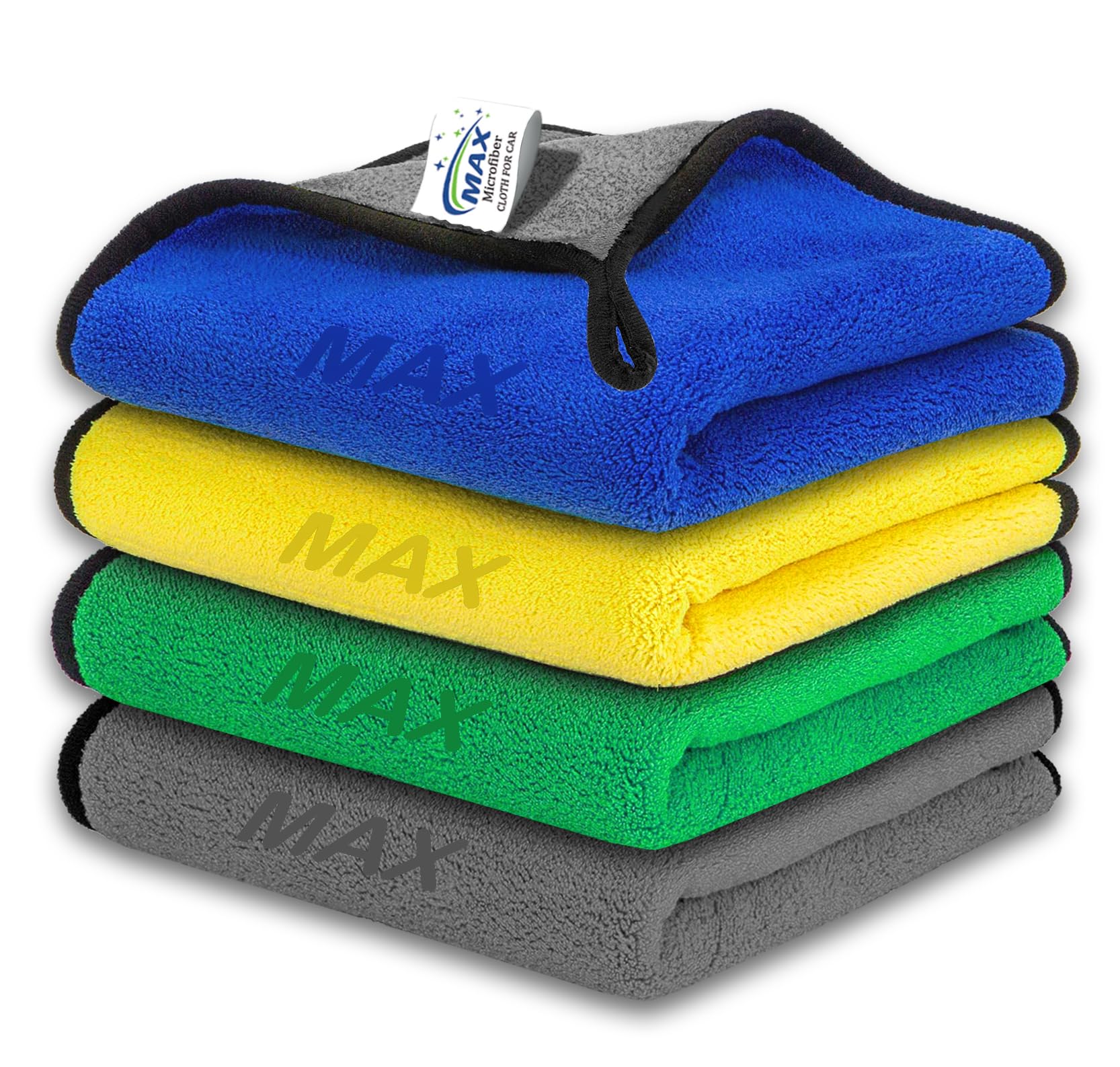 MAX Microfiber Cloth for Car Cleaning (600 GSM, Pack of 4, 40x40 cm, Multi-Colour) Double Sided, High Density, Thick Plush Towel for Car Detailing, Cleaning, Washing and Polishing-image-33