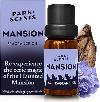 Park Scents Mansion Fragrance Oil Theme Park Scented Essential Oils for Diffusers with Peony, Violet, Plum, Leather, Aged Wood, Amber, Musk, Vanilla Made in USA, Home Aromatherapy Gifts 10ml