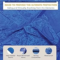 Vista 2 de Lona impermeable de 8 x 10 pies, reversible de servicio medio, azul/plateado, multiusos para interiores y exteriores, carpas, cubierta de madera