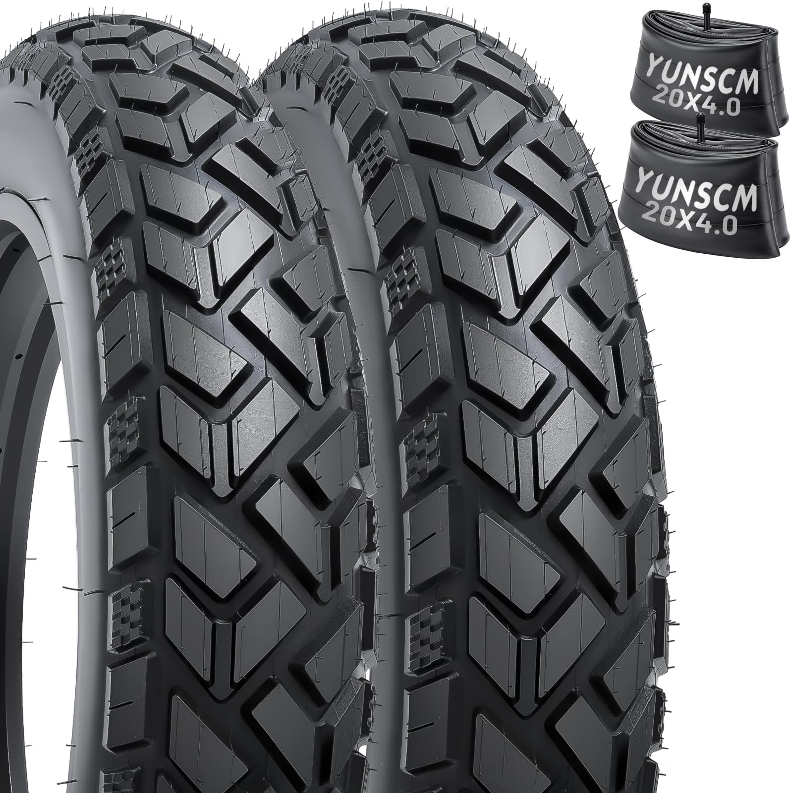 YunSCM Foldable electric bicycle/E-Bikes 20 inch Tyres 20x4.0 Tires 102-406 and Inner Tubes with AV32mm Valve – Compatible with E-Bikes, City & Road Bikes