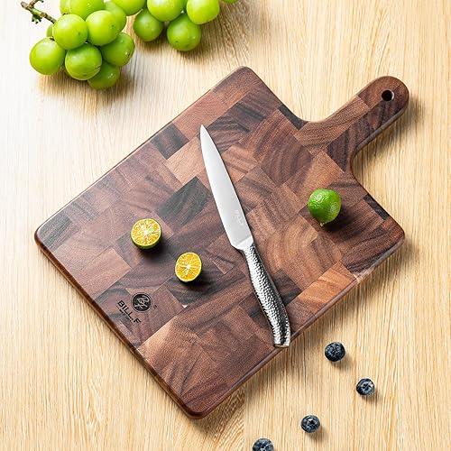 Miniatura 10 de Tabla de cortar de grano final, tabla de cortar de madera de acacia con pies antideslizantes, 16 x 12 x 1 pulgadas, tabla de cortar de madera gruesa