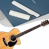 Vista 6 de Blisstime 6 String Acoustic Guitar Bone Bridge Saddle and Nut Made of Real Bone for Acoustic Folk Guitar