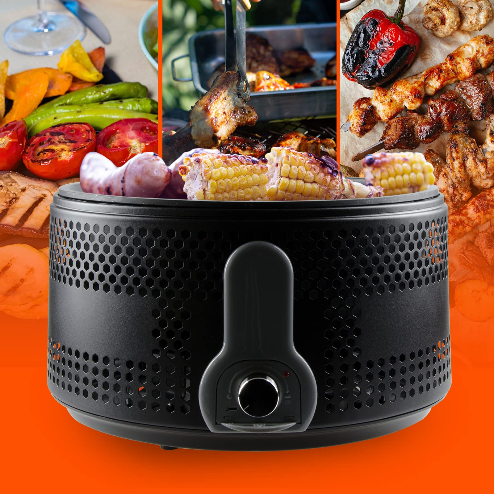 Przenośny Grill | Grill bezdymny | Grill stołowy | Wentylator baterii | Łatwe do czyszczenia | Jednolite Gotowanie | nie klei się