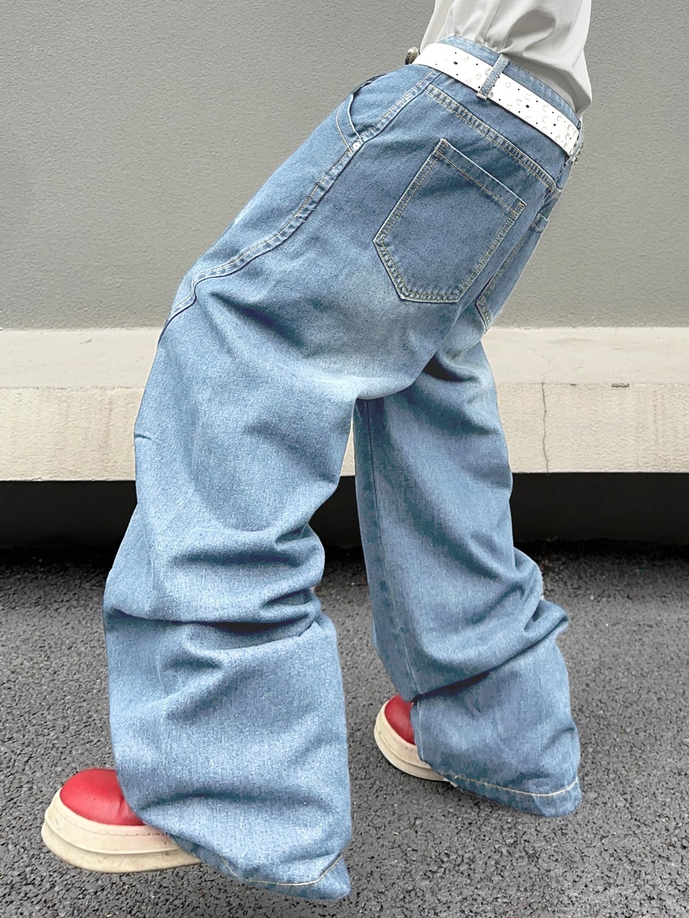 Jeans Baggy para Hombre con Costuras Irregulares – Pantalones de Denim de Pierna Ancha Y2K Hip Hop Moda Casual