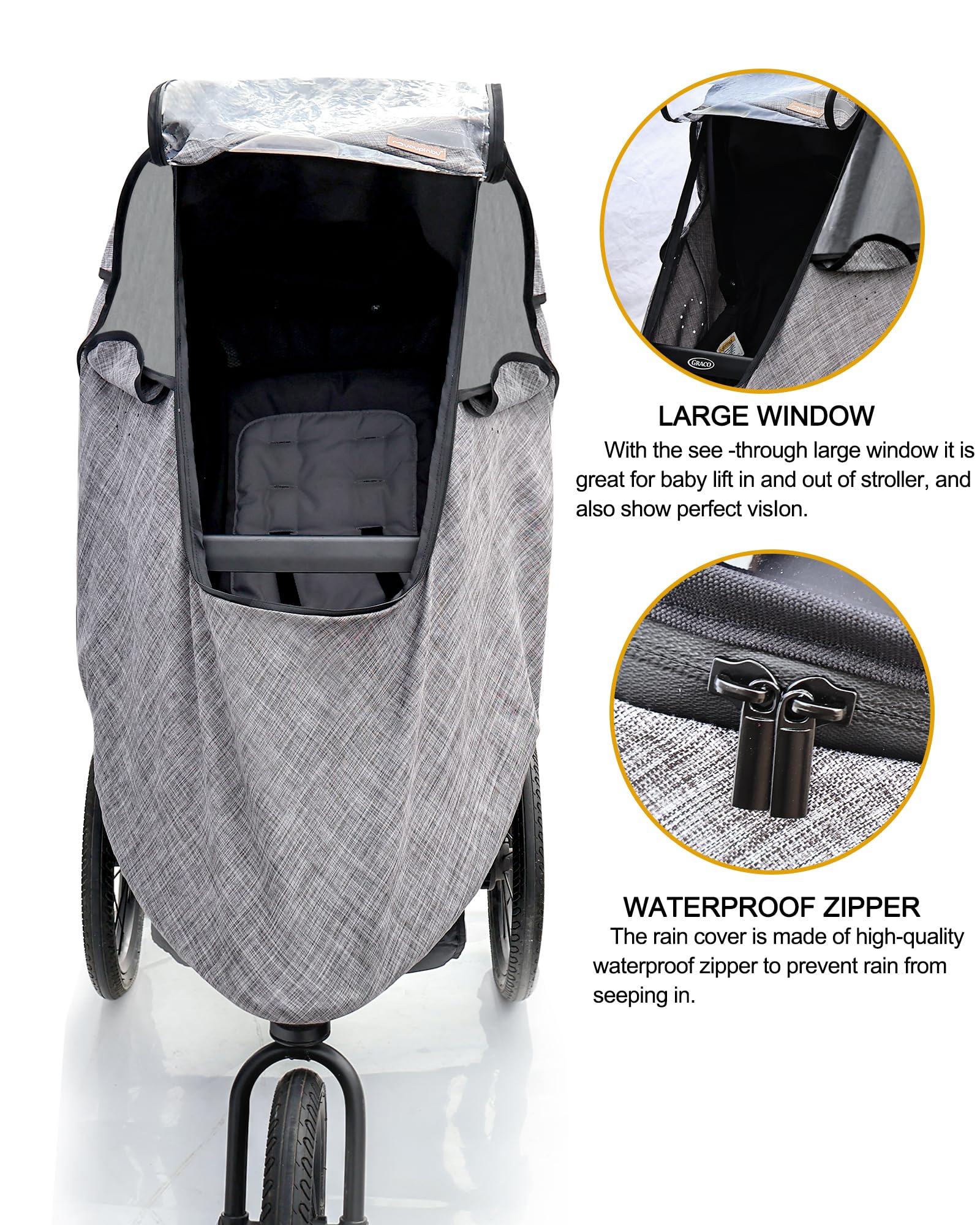 Cubierta impermeable para cochecito, accesorio universal para cochecito, impermeable, protección contra el viento, protege del polvo y la nieve, protector contra el clima de viaje para bebés (gris)