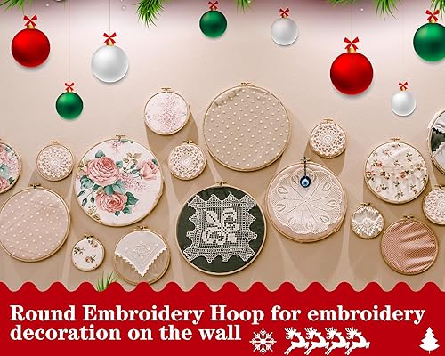 Miniatura 4 de Hoteam 12 aros pequeños de bordado a granel, pequeños aros redondos de madera, aro de costura de bambú, aro de bordado en punto de cruz, para