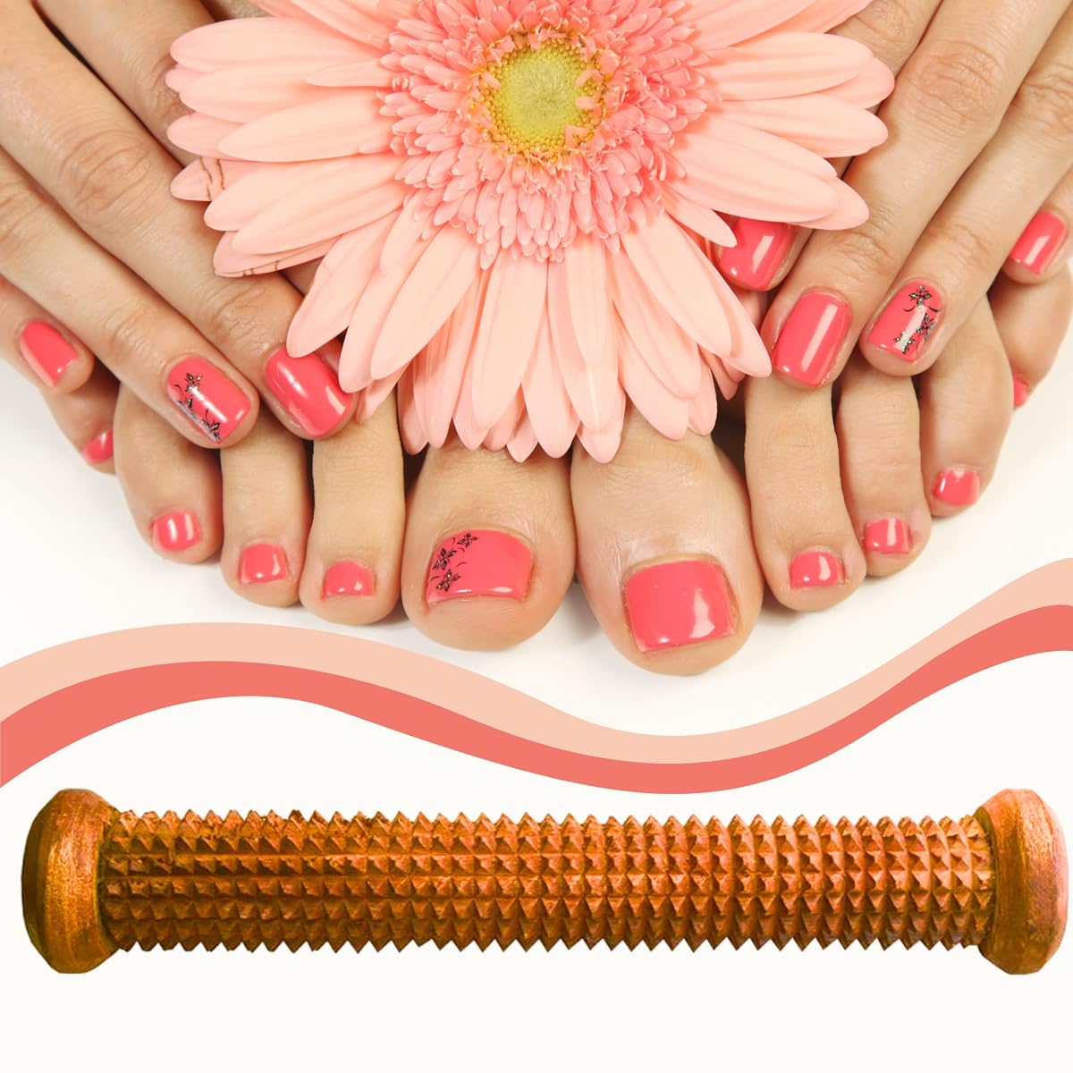 Santarms Wooden Acupressure Foot Massager Roller for Pain Relief, Blood
