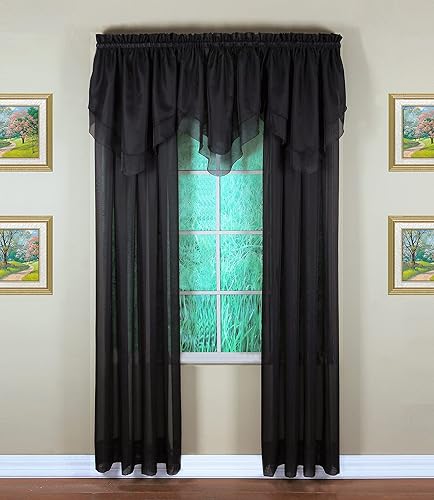 Miniatura 4 de Today's Curtain Emelia Original Voile Ascot 25 pulgadas, negro, 40 pulgadas de ancho x 25 pulgadas de largo