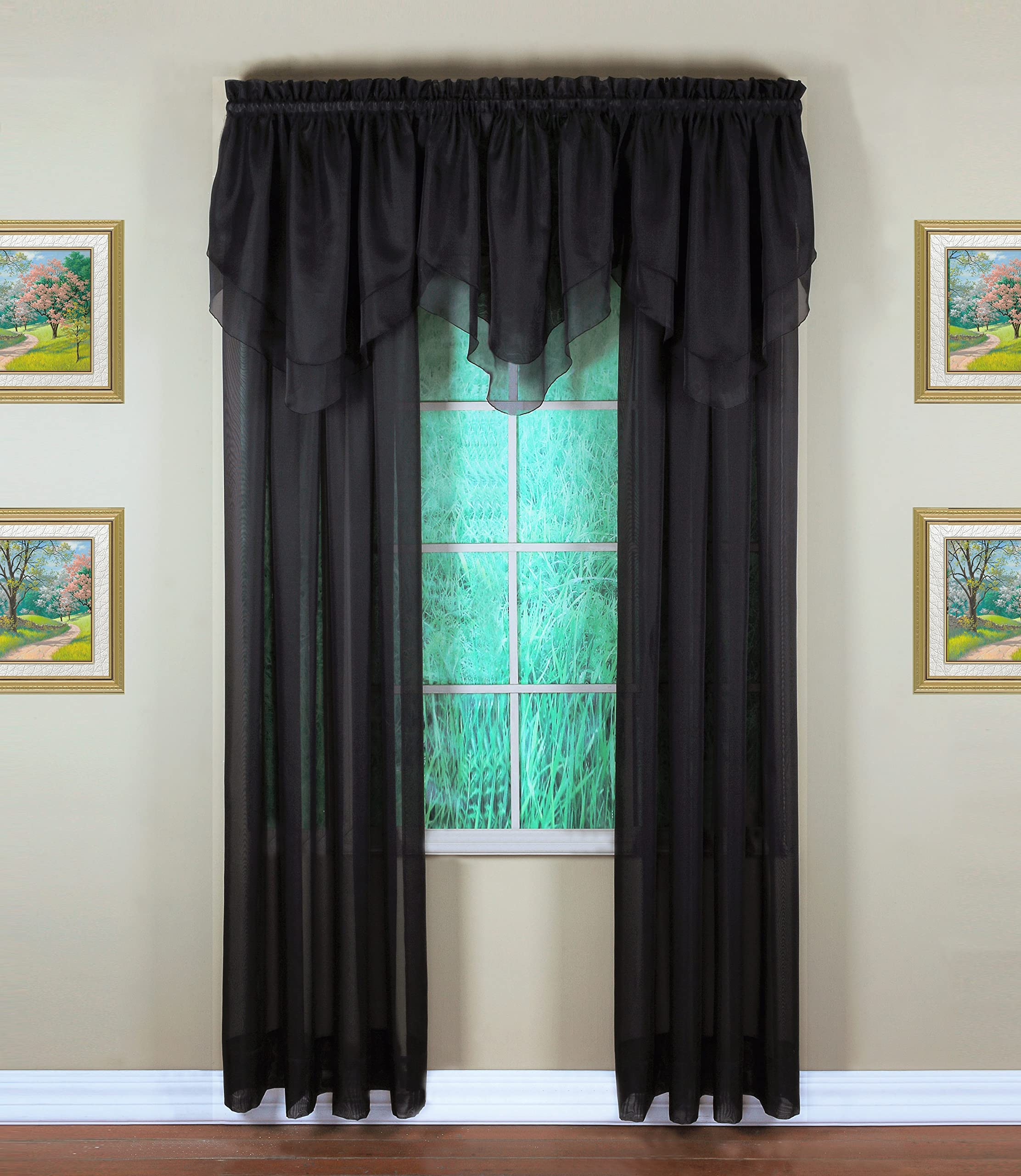 Today's Curtain Emelia Original Voile Ascot 25", Black, 40" W x 25" L, W 40" x L 25" (1 Panels) - Image 4
