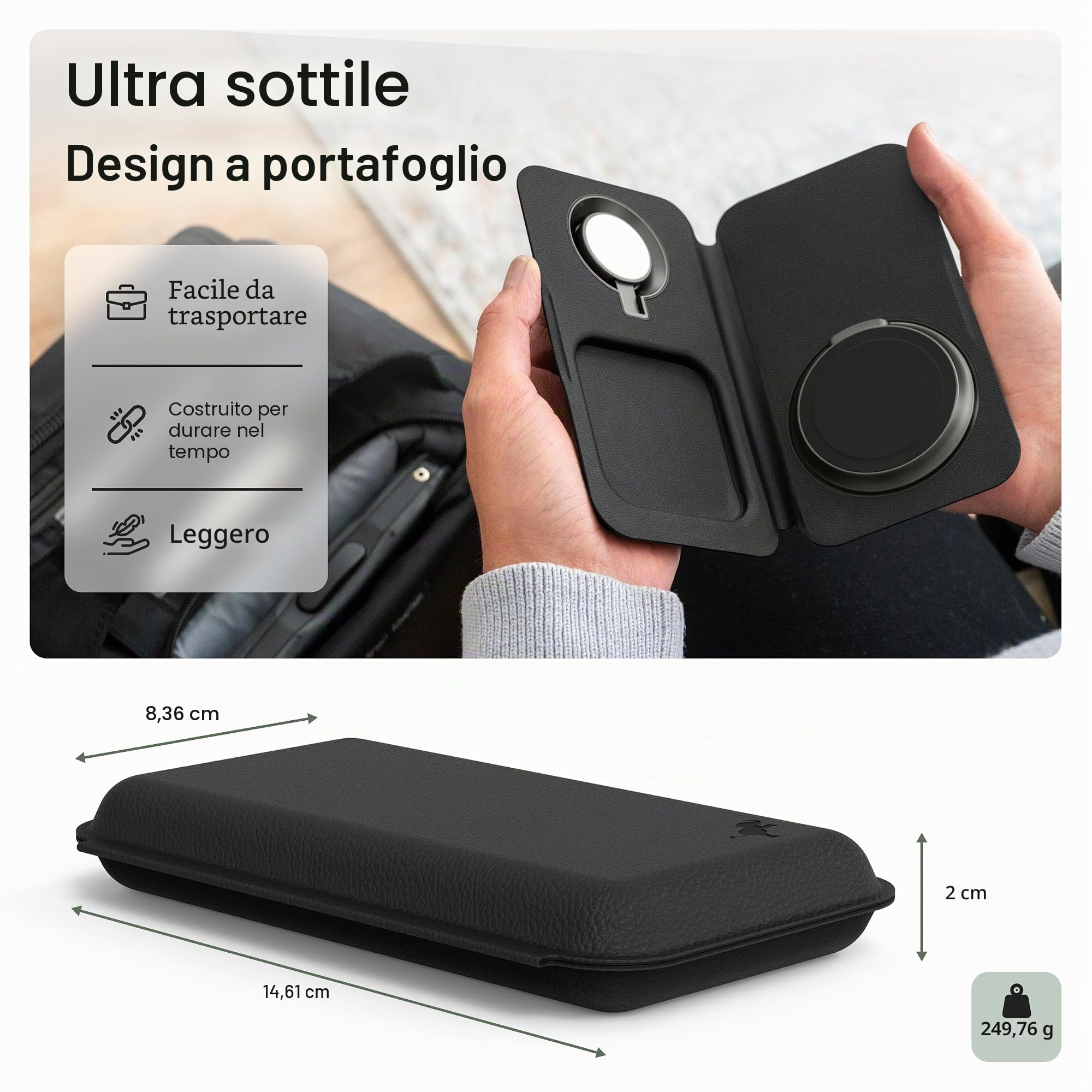 Nimble Stazione di ricarica wireless pieghevole 3 in 1 per iPhone e AirPods, supporto di ricarica Qi2 da 15 W compatibile con MagSafe, dock di ricarica wireless per iPhone 17/16/15/14/13/12
