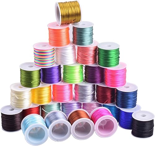Vista 95 de KONMAY - Cuerda de nailon para hacer manualidades tipo bisutería, macramé o crochet, joyería, nudos chinos, Kumihimo, disponible en varios tamaños