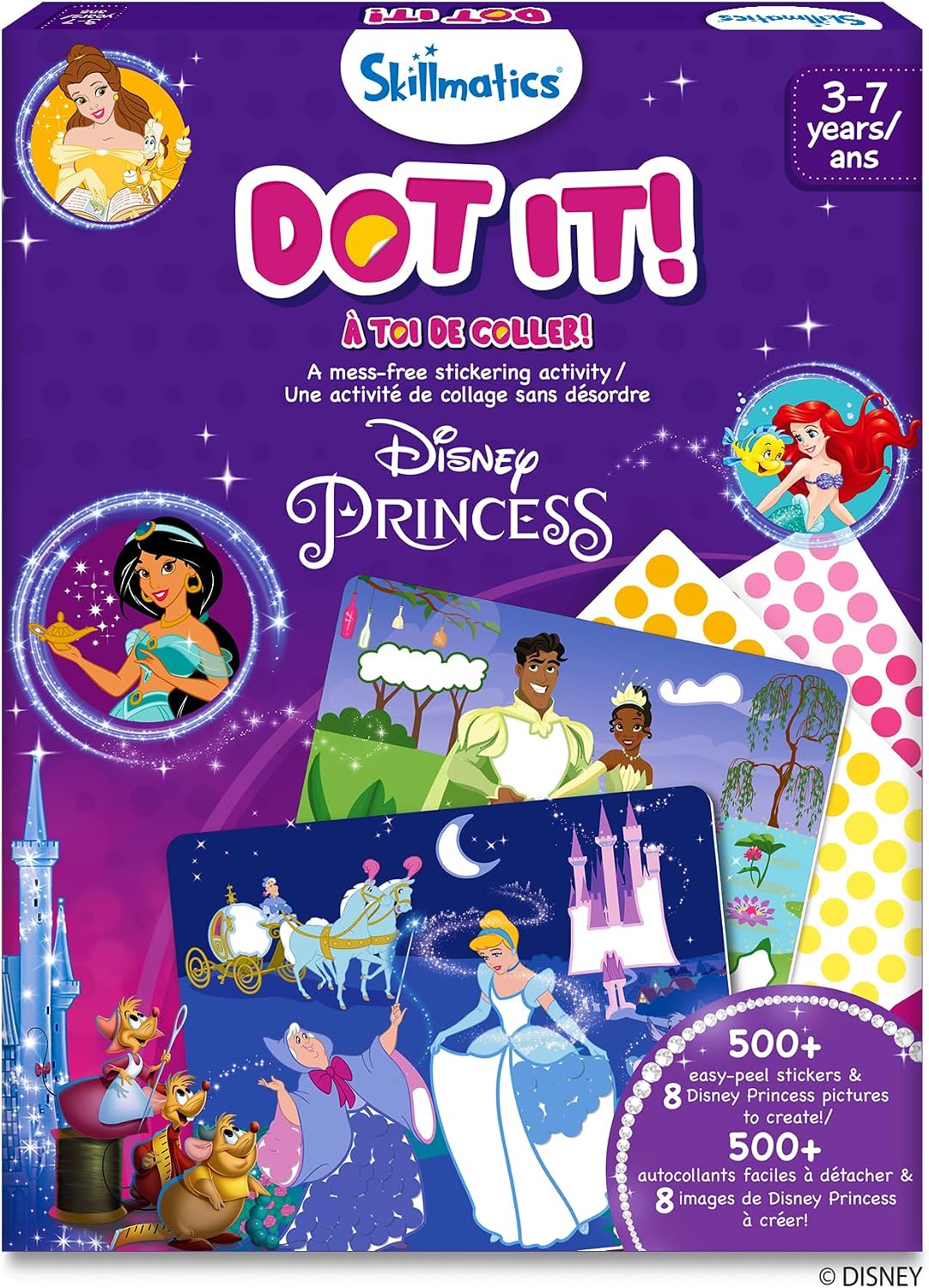 Skillmatics Dot It Sticker Art Kit â Disney Princess, Craft Kit for Kids | 500+ Stickers, DIY Scrapbooking Activity, Screen-Free Travel Toys, Gift for Toddlers, Girls & Boys Ages 3, 4, 5, 6, 7