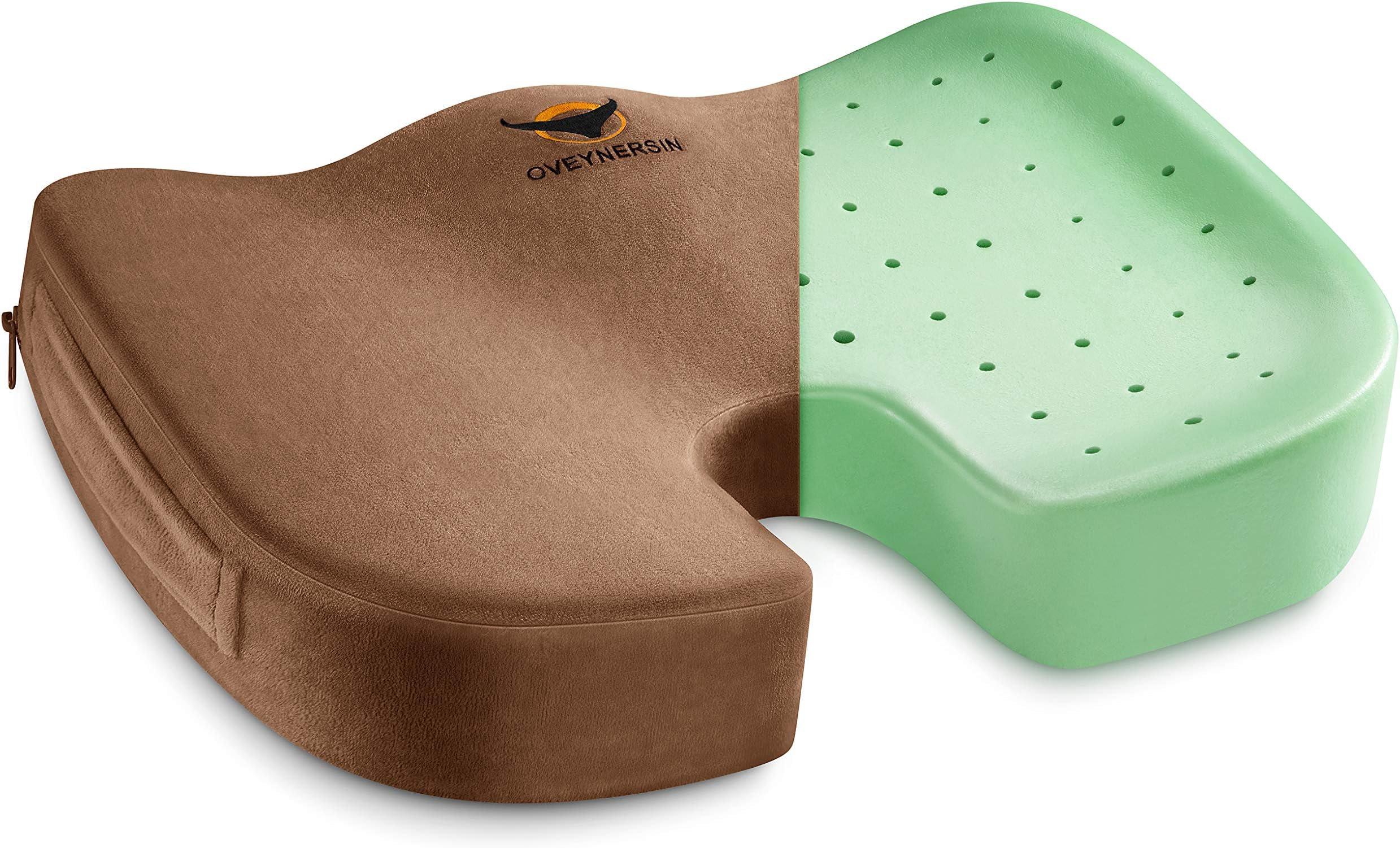Seat Cushion for Office Chair Comfortable Desk Chair Cushion - 100% Memory Foam Car Seat Cushion - Coccyx Orthopedic Pad - Relieves Back, Hip, Sciatica Pain Pillow for Sitting (Brown)