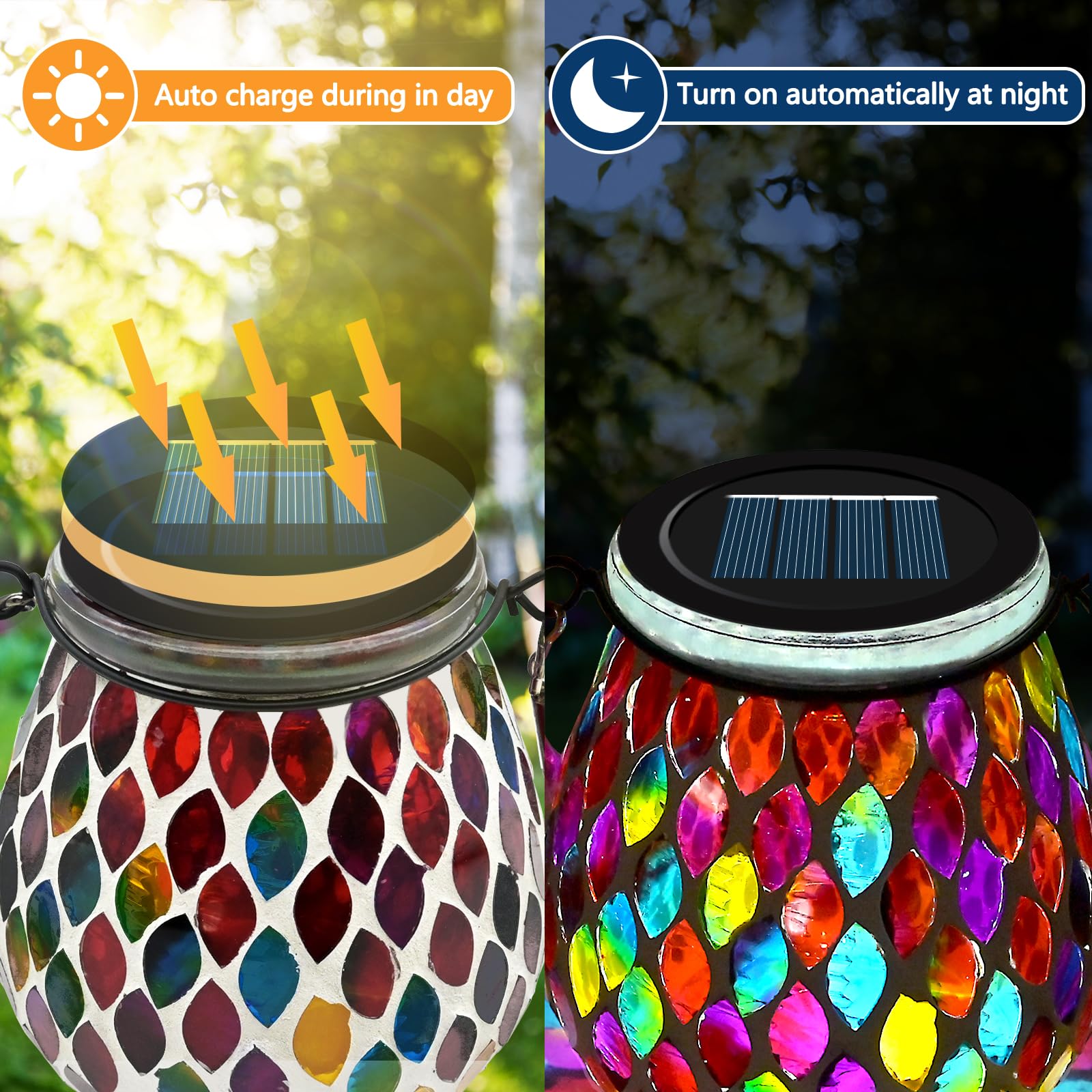 TOTHDATE 2PCS Oval Mosaic Solar Lights Outdoor Garden - Image 3