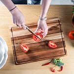 Wood Cutting Board,James.F Thick Acacia Wooden Cutting Board with Juice Groove, Reversible Charcuterie Serving Board for Kitchen, Large Chopping Board for Meat Bread Cheese(15.7” x 11.8“ x 0.7”)