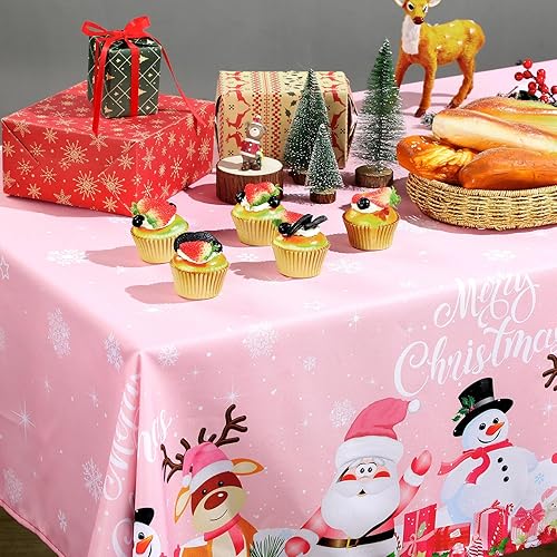 Miniatura 4 de Mantel de tela de Navidad para mesa rectangular, lavable, muñeco de nieve, Papá Noel, decoración para Navidad, suministros de fiesta de invierno
