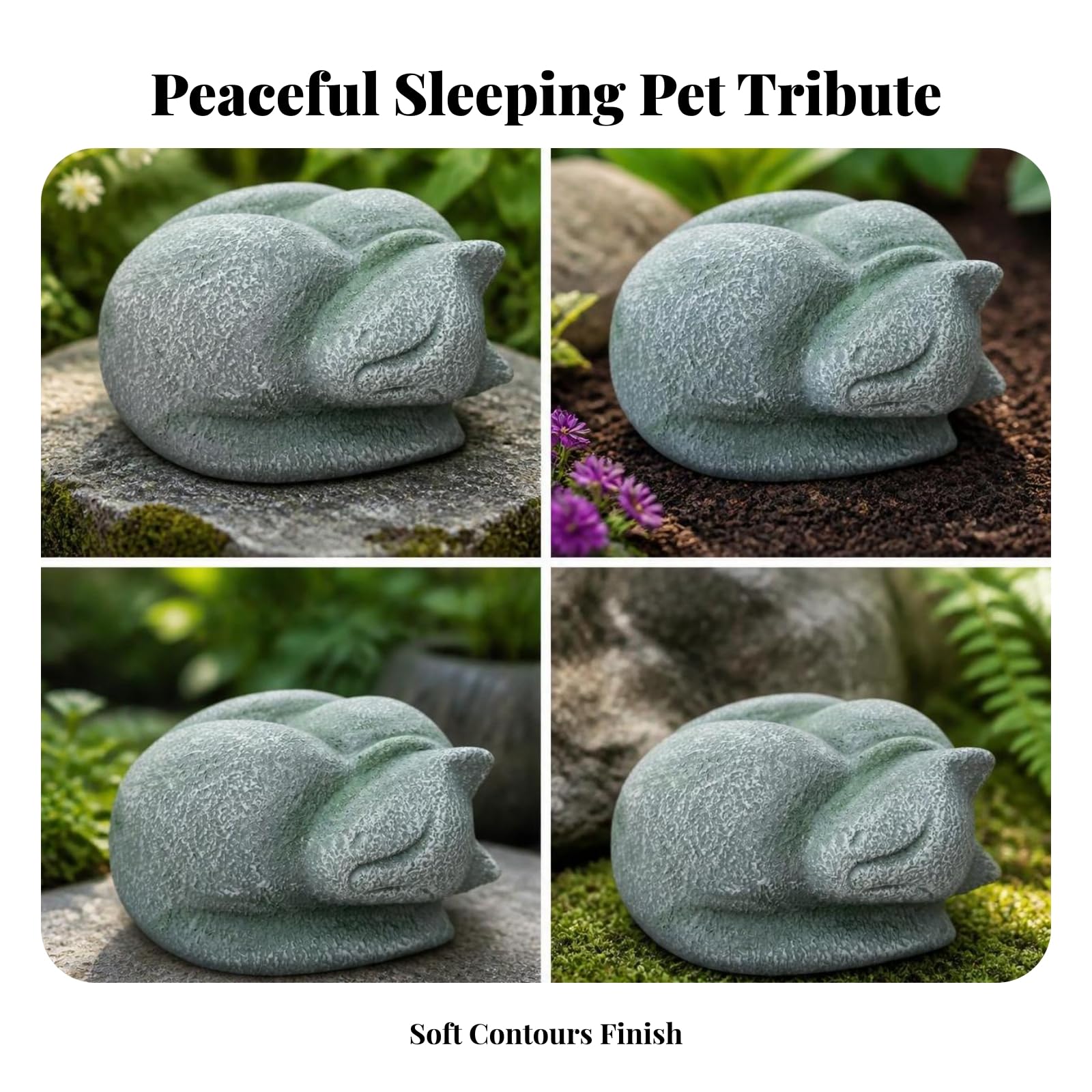 Memoriale per Durevole Scultura | Pietra Commemorativa Del Gatto, Facile da Pulire, Statua di Gatto in riposo, per Giardino, Degli Animali, Oro Retro, Stile C