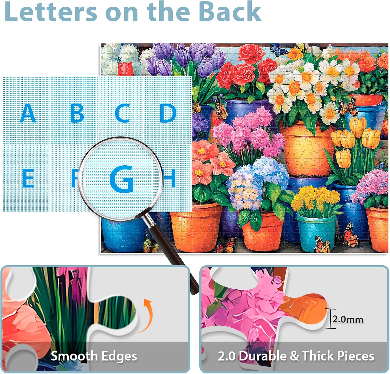 Puzzles 500 Pieces for Adults, Flower Butterfly Puzzles, Recycled Cardboar Jigsaw Puzzle 500 Pieces for Seniors, Challenging Puzzle Family Activity Great Gift for Friends, 20.5 X 15 inches