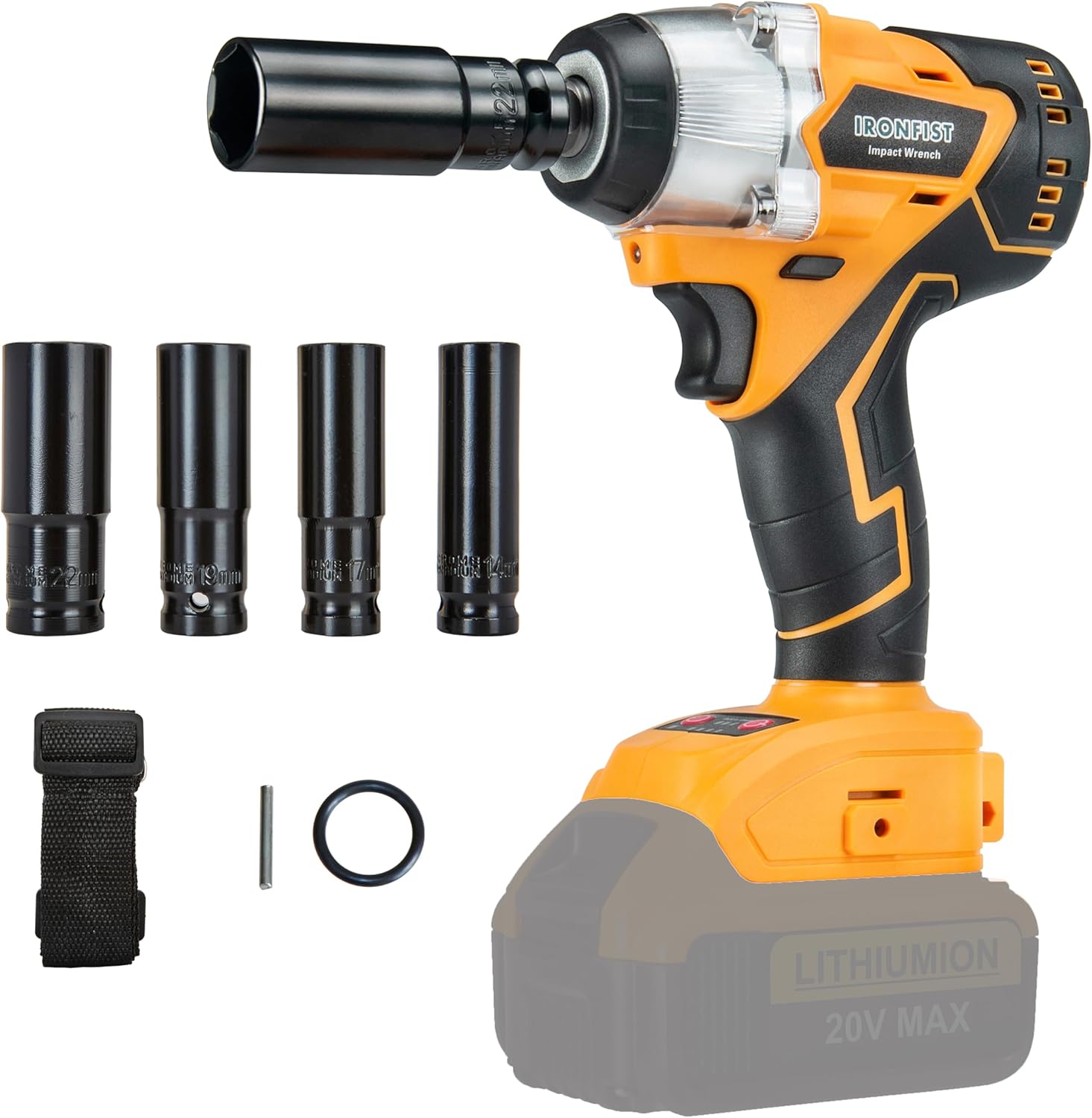 IRONFIST Impact Wrench for DEWALT 20V Batteries, Cordless Power Impact Wrench with 2 IN 1 Work Head, Electric Brushless Motor, 420Nm Torque (NO BATTERY)