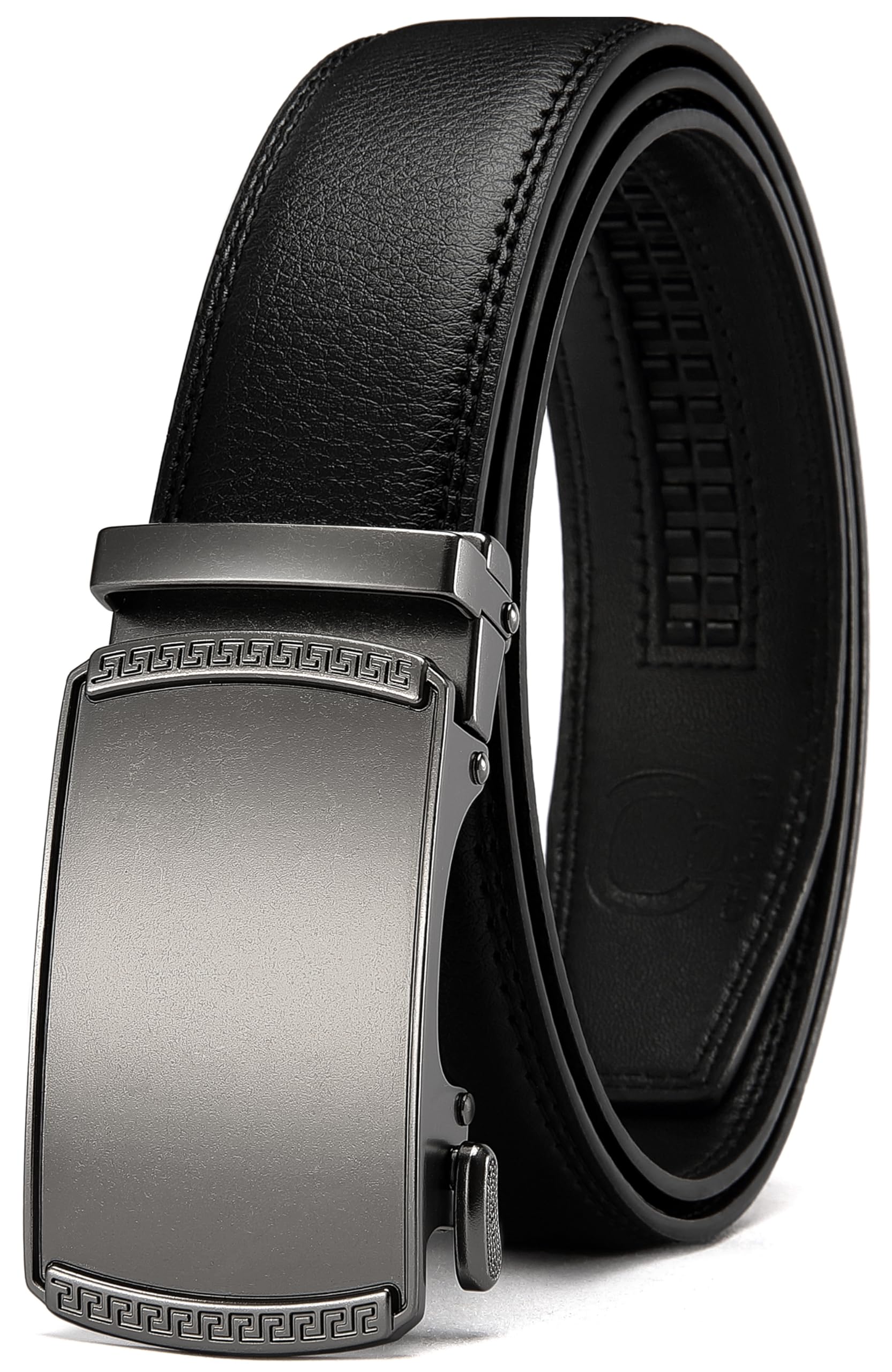 CHAOREN Men's Leather Ratchet Belt - Customizable Fit (35mm) | Smooth Sliding, Precise Micro‑Adjust, Trim to Fit, Dress & Casual Wear, Gift Box Imperial Oxygen / Black 36" to 42" Waist Adjustable