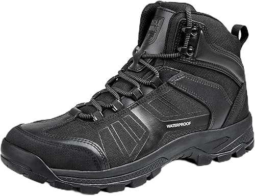 FREE SOLDIER Botas de senderismo impermeables para hombres, botas negras, zapatos de senderismo para hombres