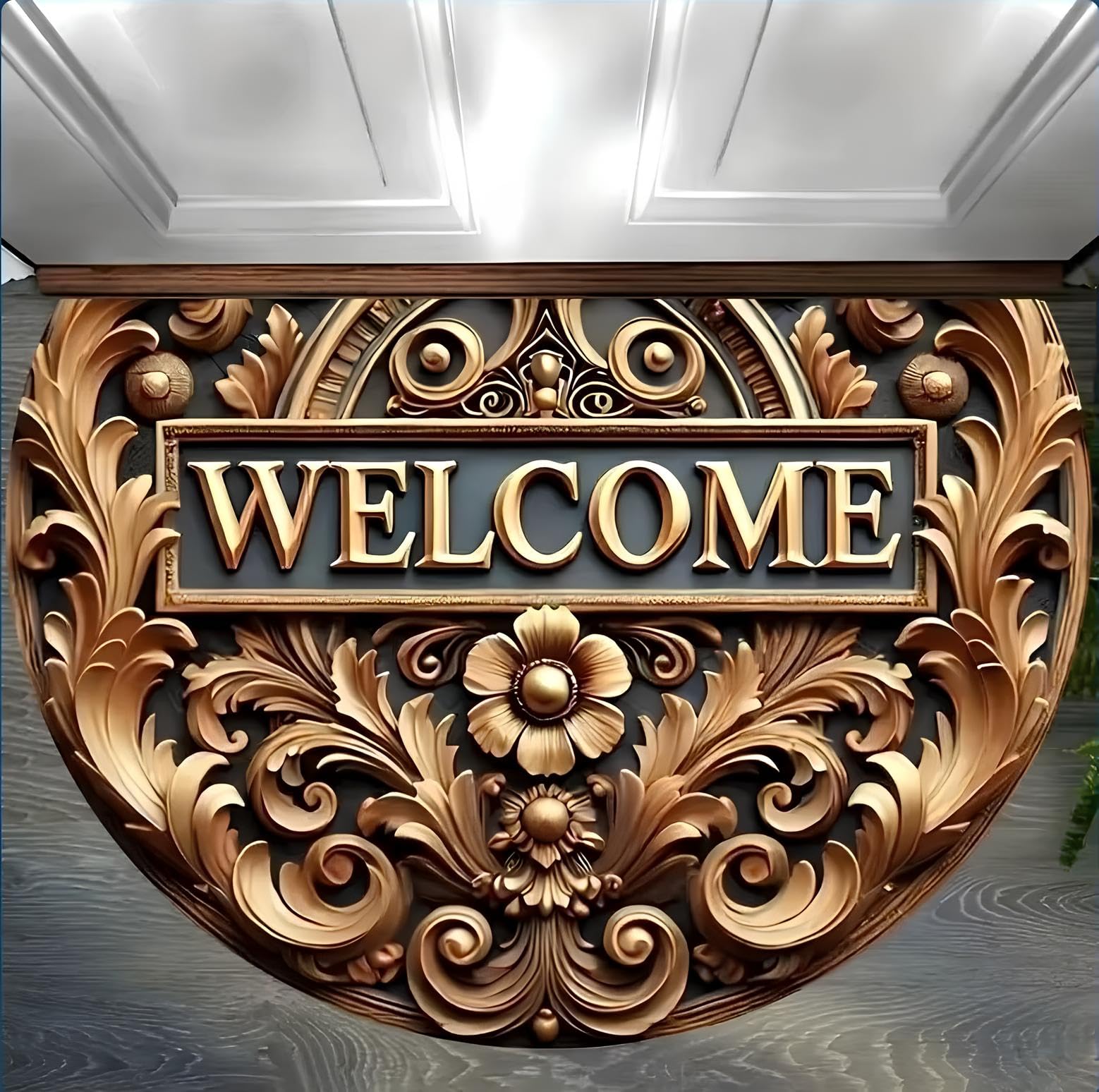 Arviz Semi Circle Door Mat for Home Entrance, Welcome Mats for Door Entrance D-Shaped, Entryway Doormat with Non-Slip Rubber Backing, Water Absorbent Entrance Doormat for Home, Office & Entryway