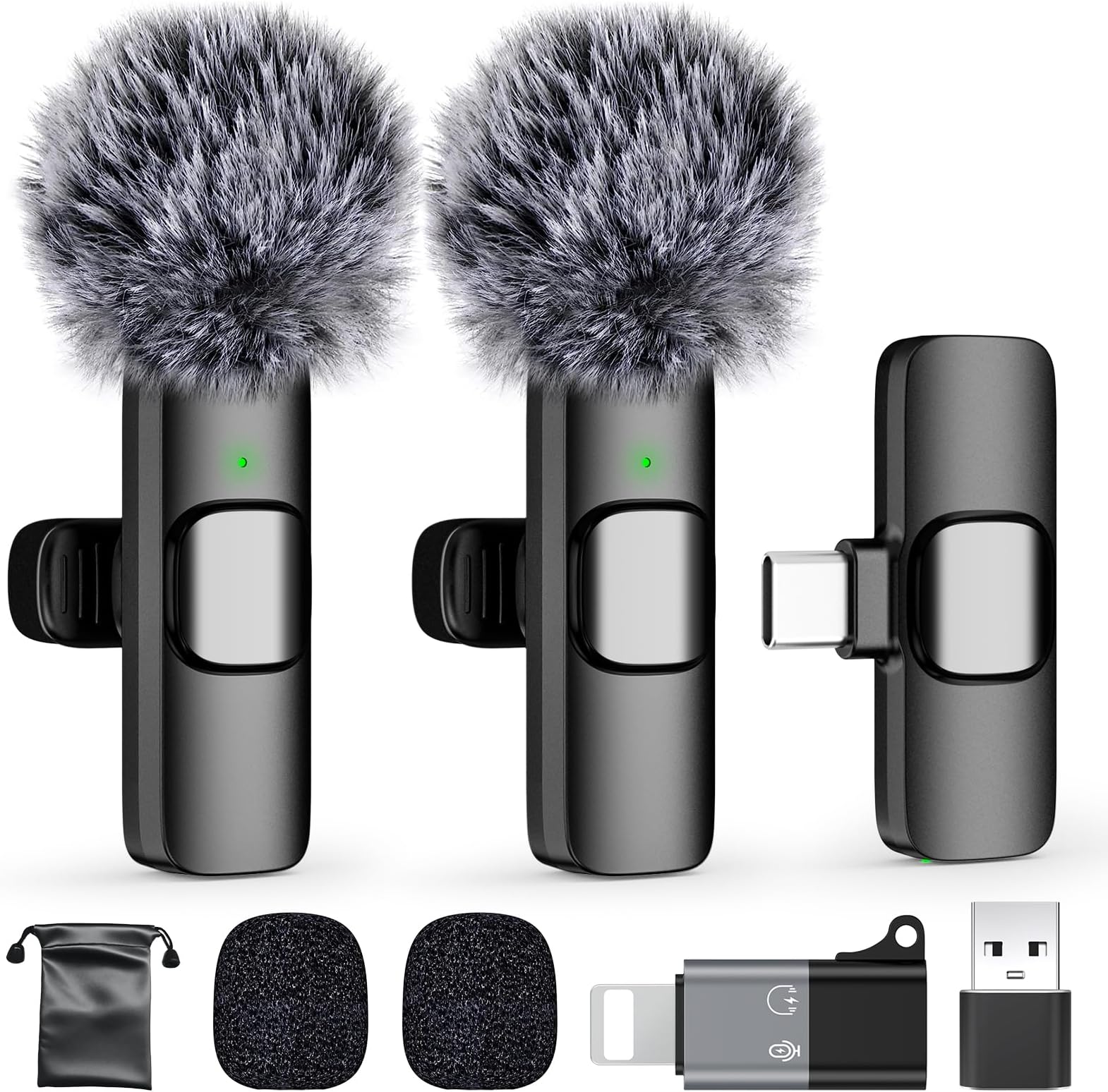PoP voice USB C Mini Wireless Lavalier Microphone for iPhone/Android, Lapel Mic with Noise Reduction, Lav Mic for Video Recording, Tiny Microphone Content Creator Interview for Tiktok, YouTube, Vlog