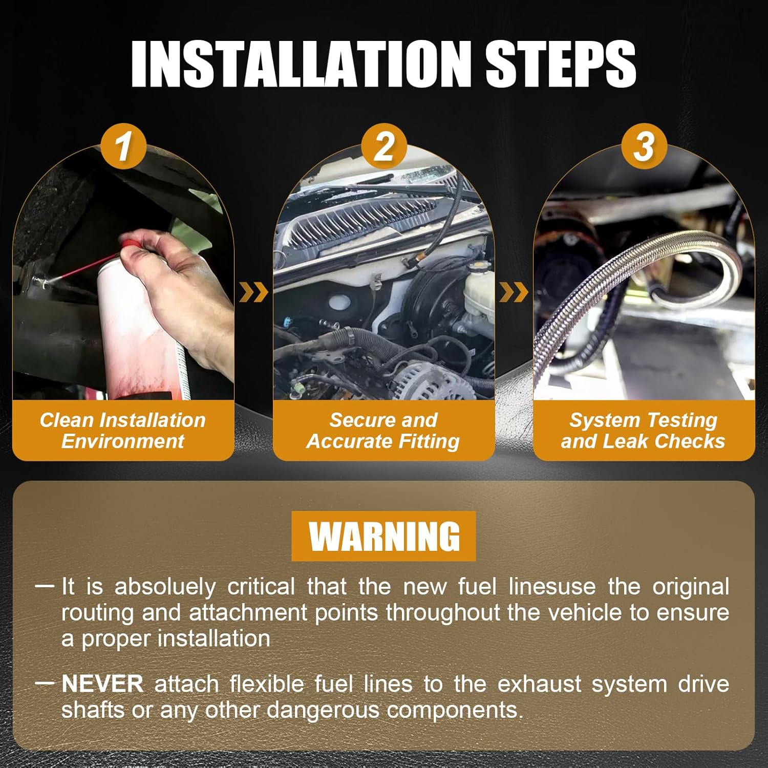 819-840 Fuel Line Kit Compatible with 1999-2003 Chevy Silverado 1500 2500 HD 3500 GMC Sierra 1500 2500 HD 3500 Stainless Steel Braided Fuel Hose Set OE#819-840 15043857 15765803