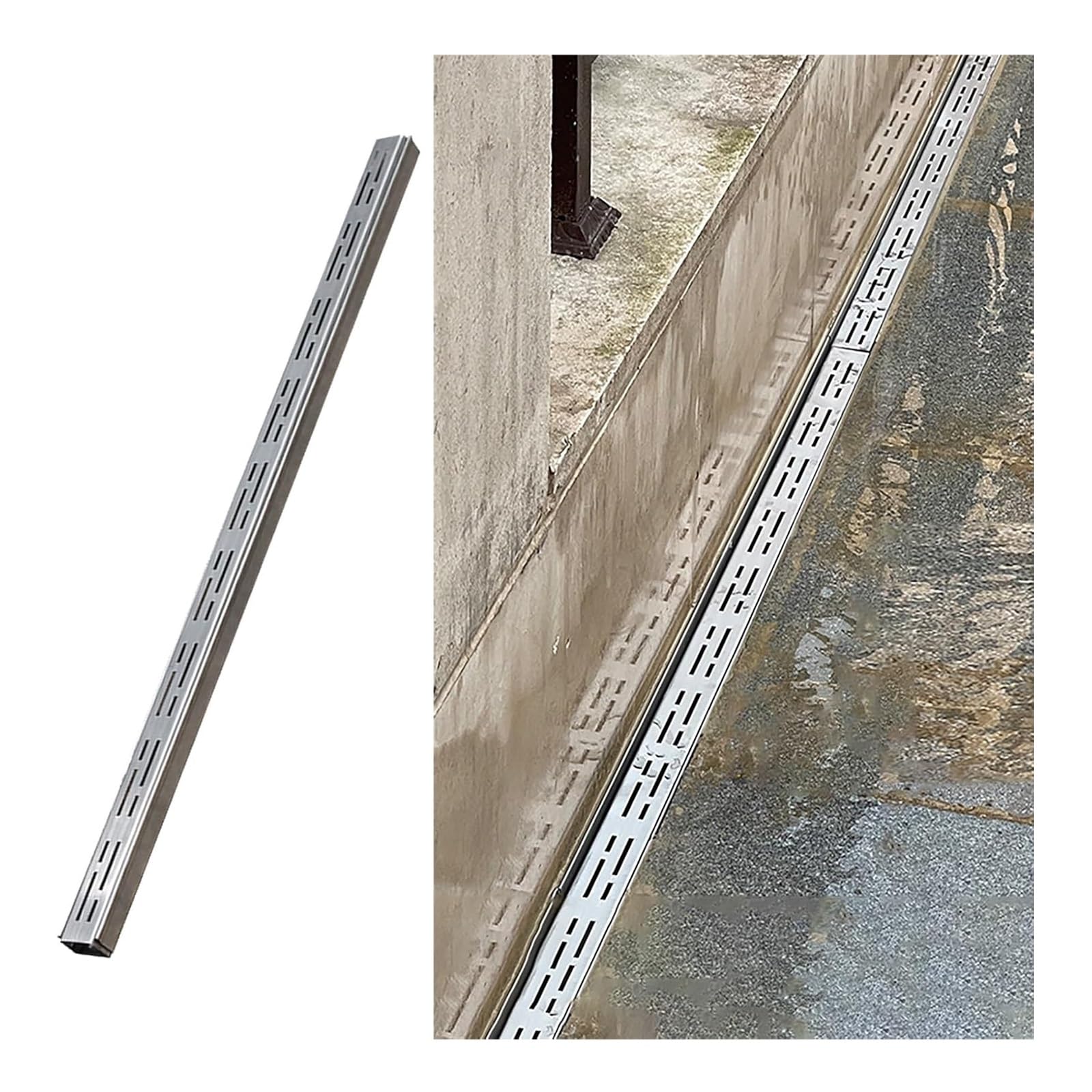 GJZQDKX Narrow Drainage Channel System Kit - 1.5m (4.9ft) Outdoor Grate & Gutter Drainage for Pathway and Yard 5x5cm (2x2in) Slim Drainage Tube Solution