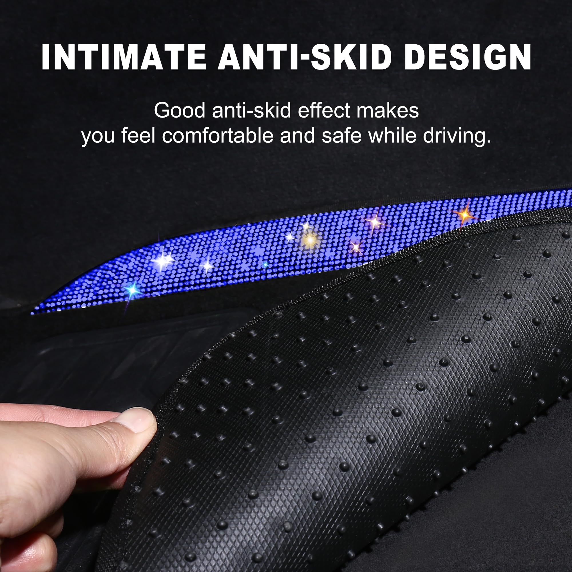 VarCozy Shining Rhinestones Floor Mats for Cars Sparkly Glitter Crystal Car Floor Mats with Anti-Slip Heel Pad for — view 4