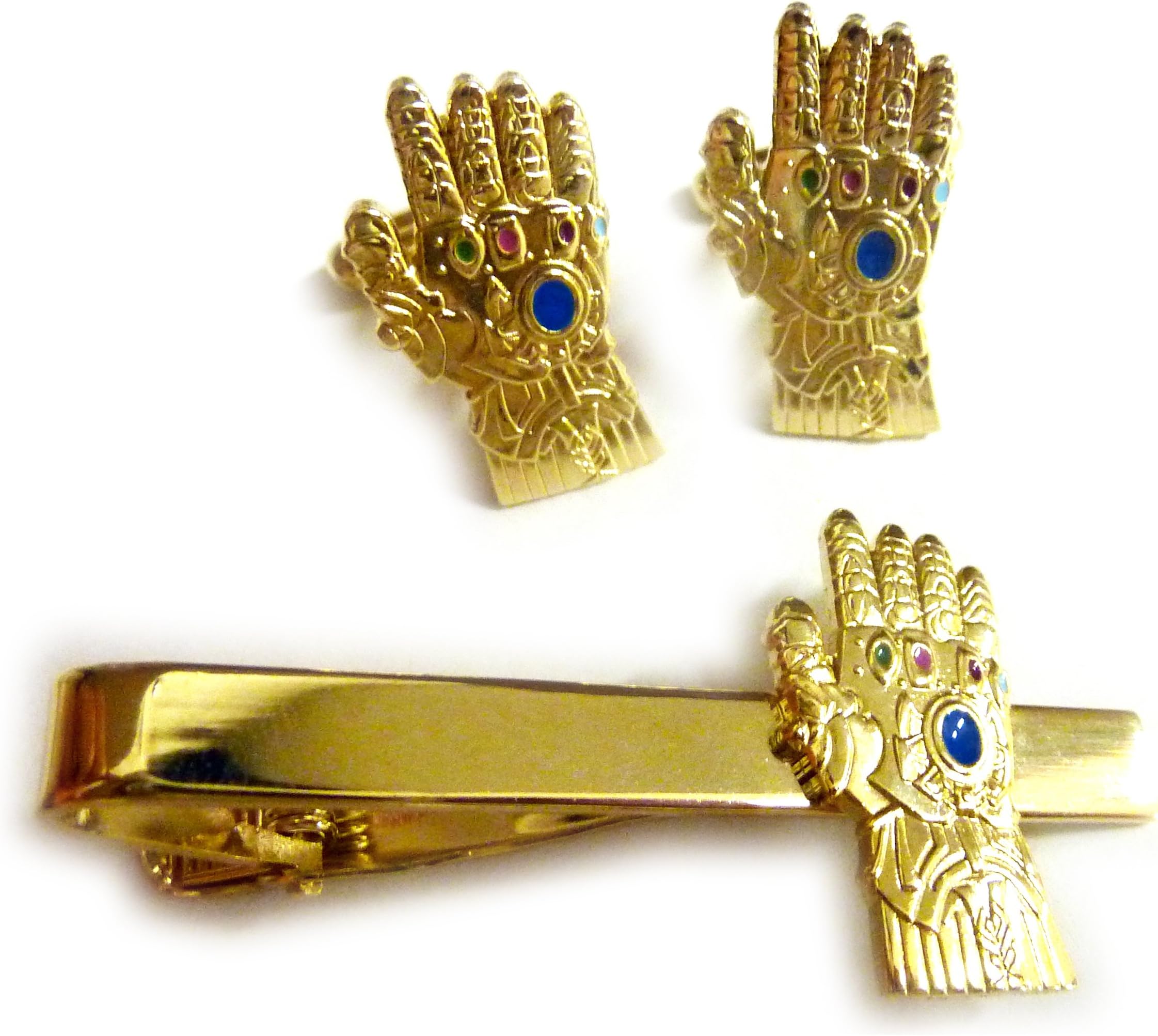 Comic Book Collectibles Infinity Gauntlet Thanos Avengers Thor Artifact TIE BAR Clip Cufflinks Set