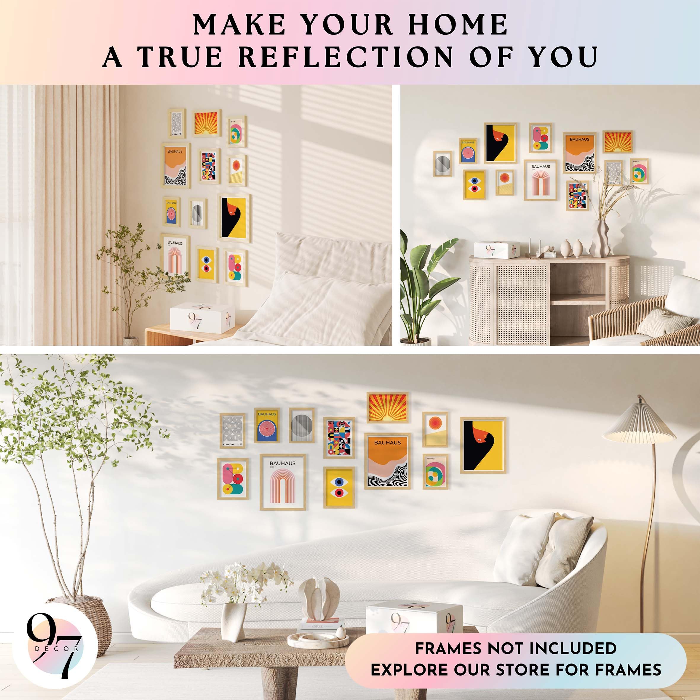 Amazon.com: 97 Decor Bauhaus Wall Art Prints - Large Abstract Wall