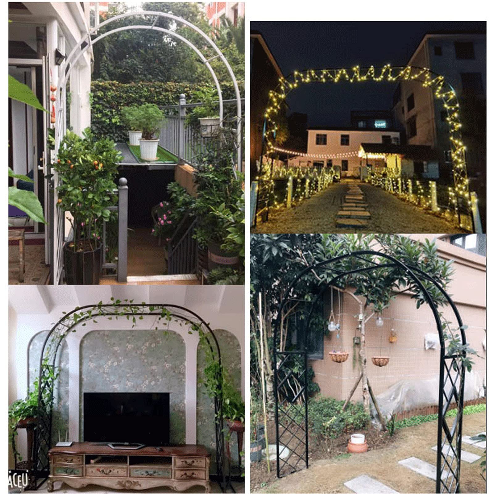 Metalowy Łuk Różany, Pergola Ogrodowa, Pawilon Kratowy Odporny Na Warunki Atmosferyczne Z Podstawą, Do Roślin Pnących/Wesel/Dekoracji Łuków Weselnych, Czarno-Biały/Ciemnozielony/Złoty, Złoty 1,2 X 2,