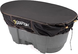 100 Gallon Oval Stock Tank Cover – Waterproof, Windproof & UV-Resistant | Ice Bath, Cold Plunge, Water Trough & Feeder Cover | Heavy-Duty 600D PVC | Elastic Bottom for Secure Fit 55"x35"x10"