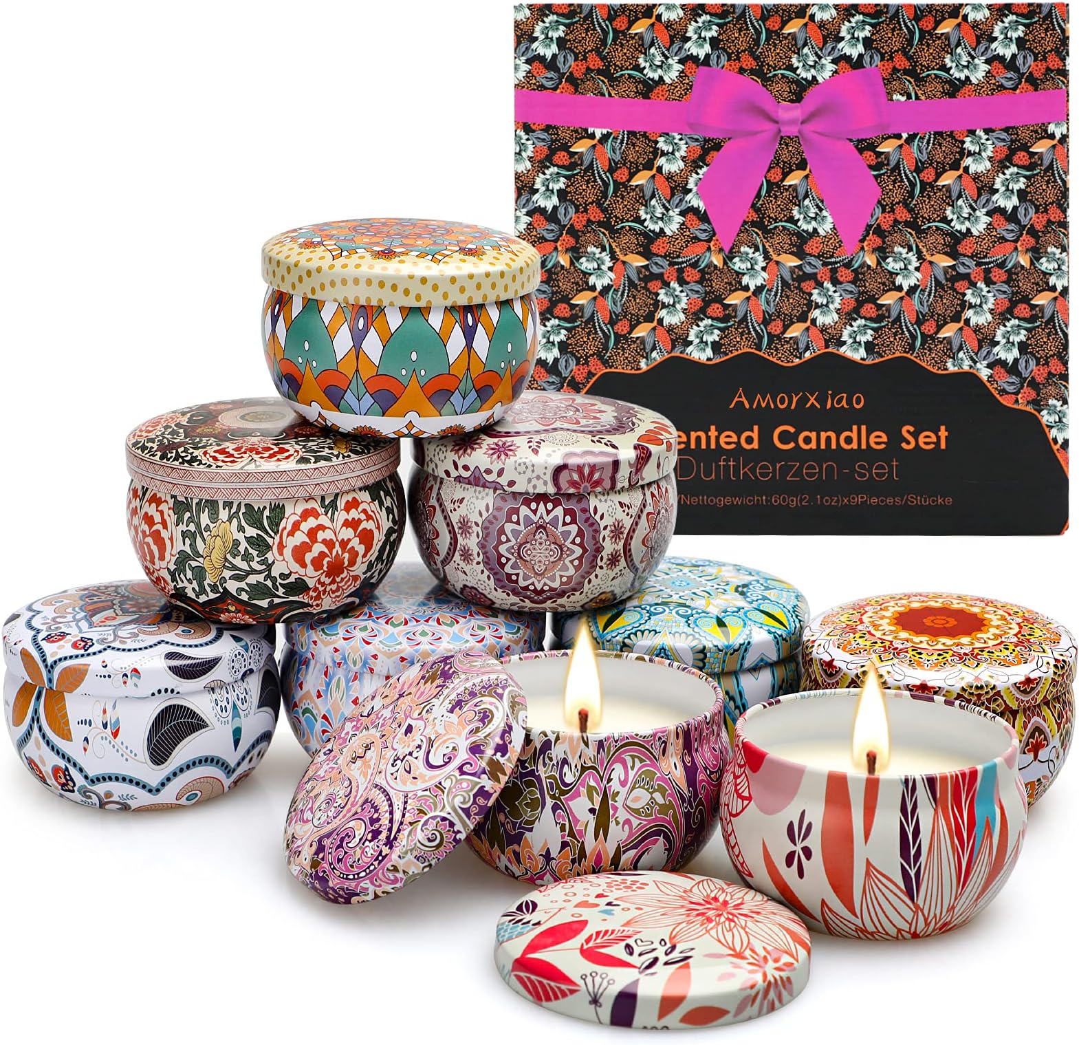 Scented Candles Gifts for Women, 9 Pack Soy Wax Candles, Candles Last ...