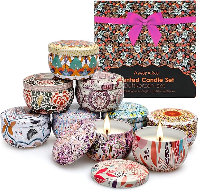 YMing Scented Candles Gifts for Women, 9 Packs 2.8 Oz Natural Soy Wax Candle Set Last for 15-20 Hours Aromatherapy Gifts for Her, Birthday, Valentine's Day, Anniversary, Mother's Day, Chrismas, Travel