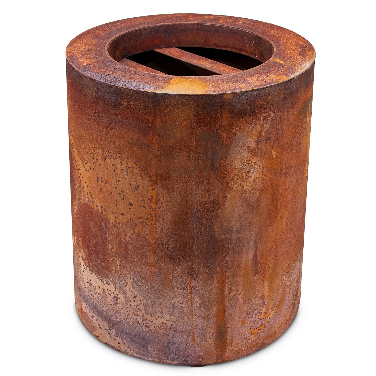 Scheulen Cilindro Metal Oxidado, Incluye Cuenco de Llamas Diámetro 26 cm/30 cm