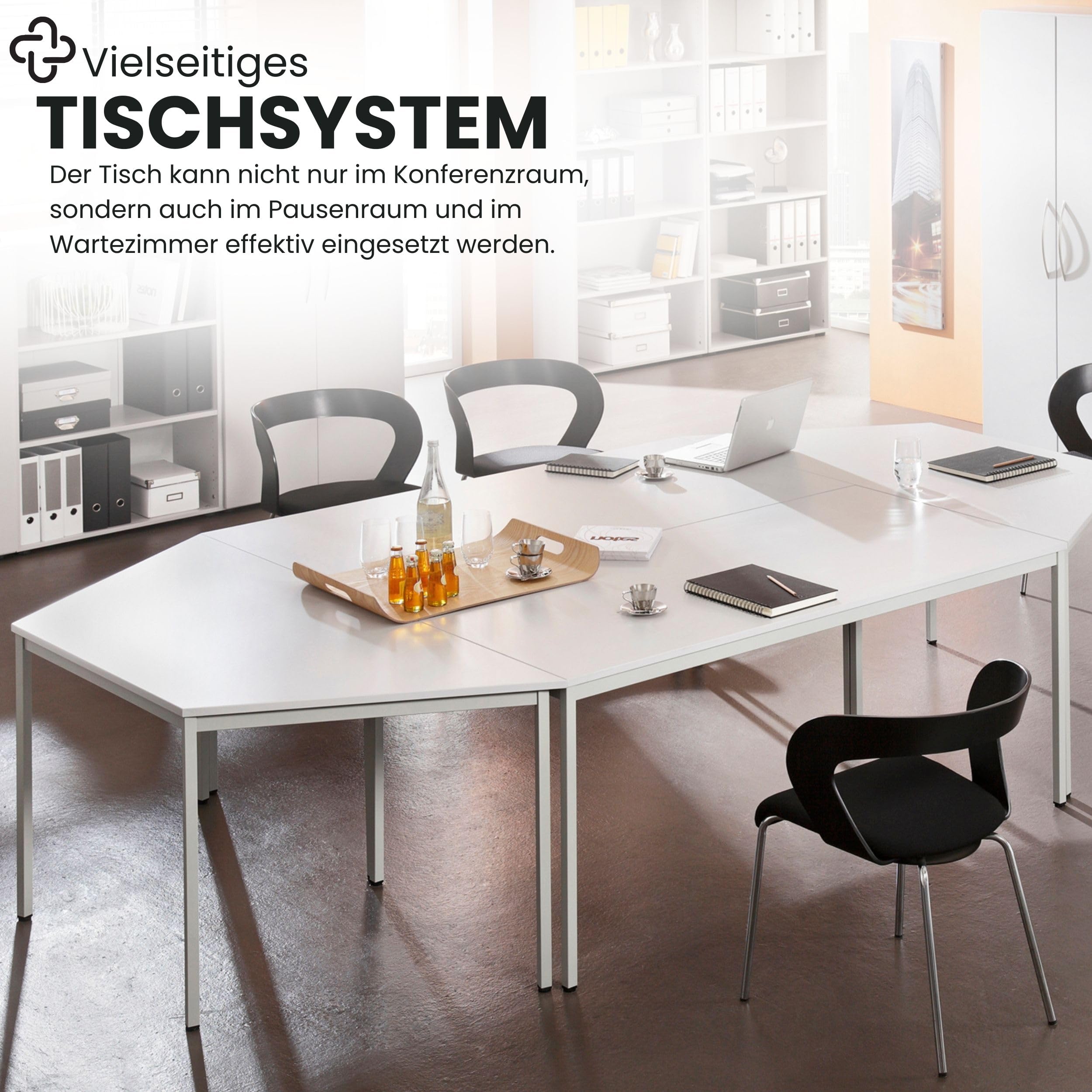 bümö Tisch, Multifunktionstisch 160 x 80 cm in grau - Besprechungstisch, Konferenztisch, Meetingtisch, Mehrzwecktisch, Pausentisch, Besprechungsraum, Meetingraum, Pausenraum